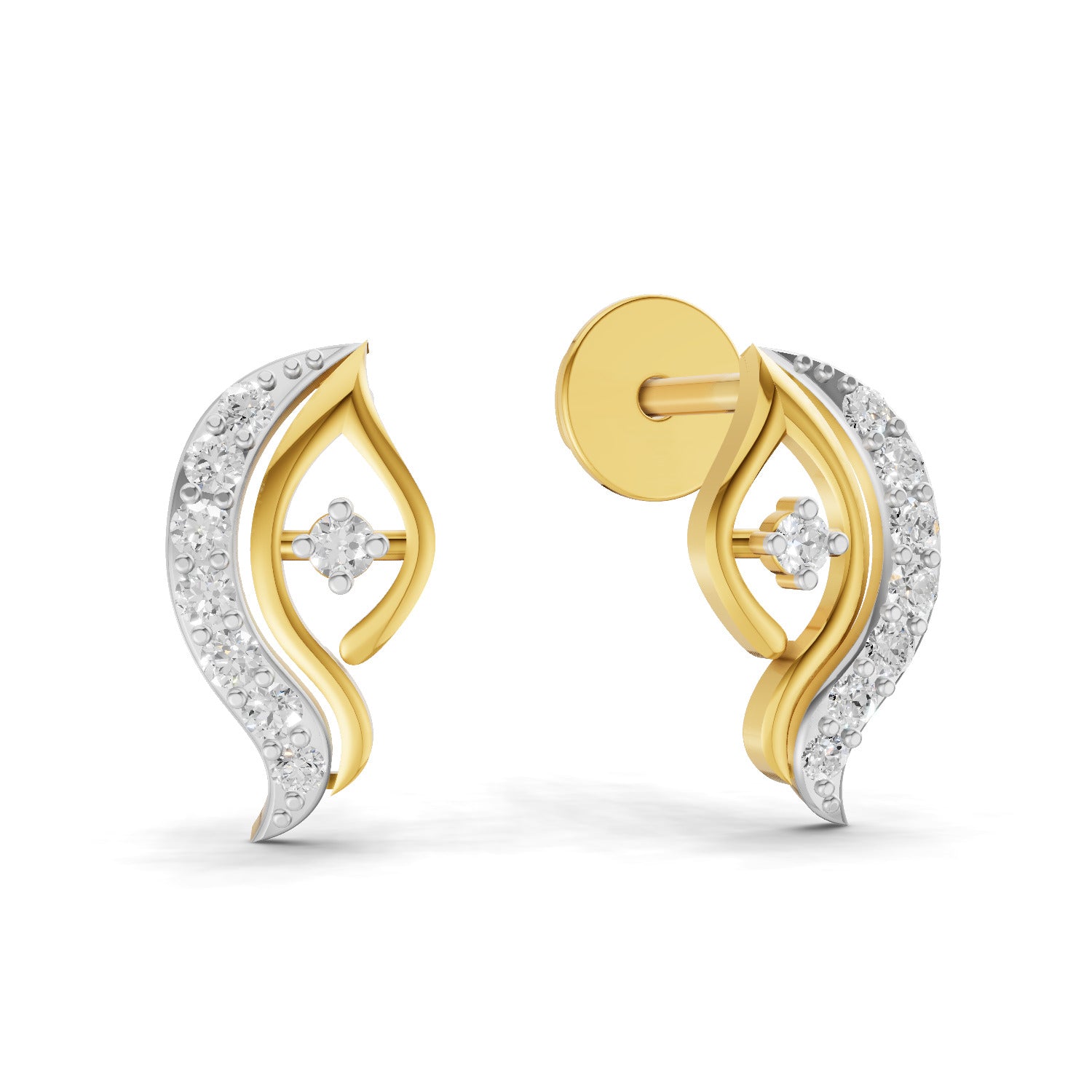 0.18 Carat | 925 Sterling Silver Yellow Gold Plated Fashion Stud Earrings