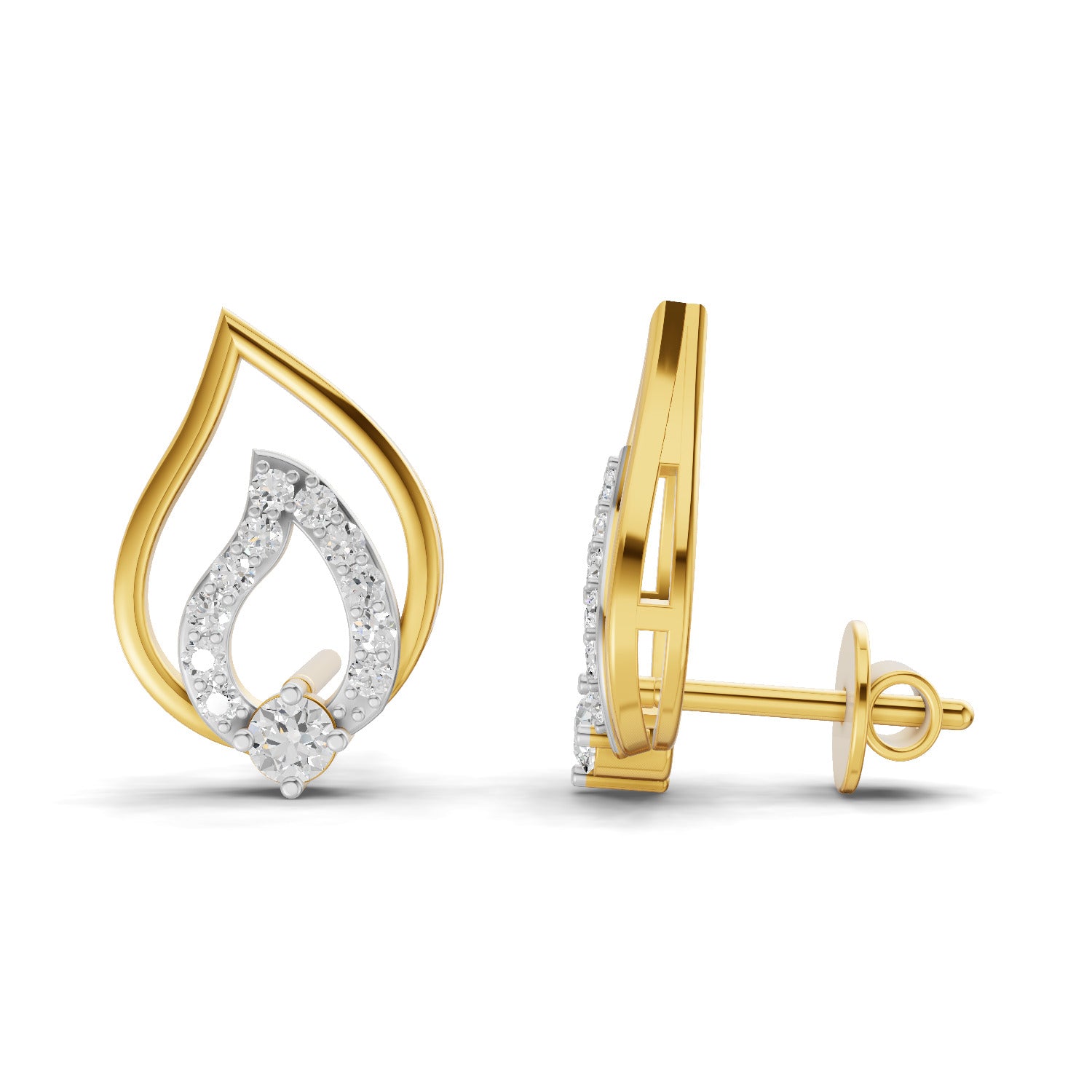 0.36 Carat | 925 Sterling Silver Yellow Gold Plated Fashion Stud Earrings