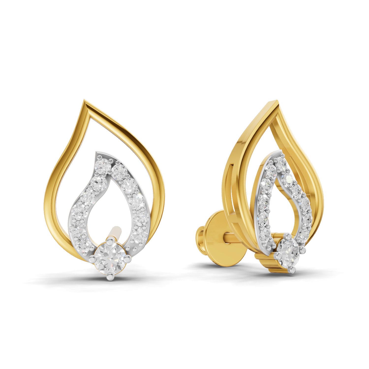 0.36 Carat | 925 Sterling Silver Yellow Gold Plated Fashion Stud Earrings