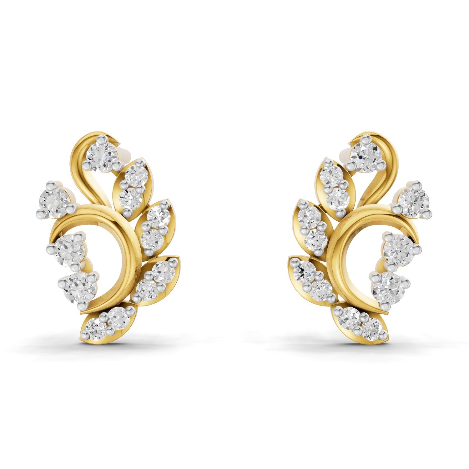 0.27 Carat | 925 Sterling Silver Yellow Gold Plated Fashion Stud Earrings