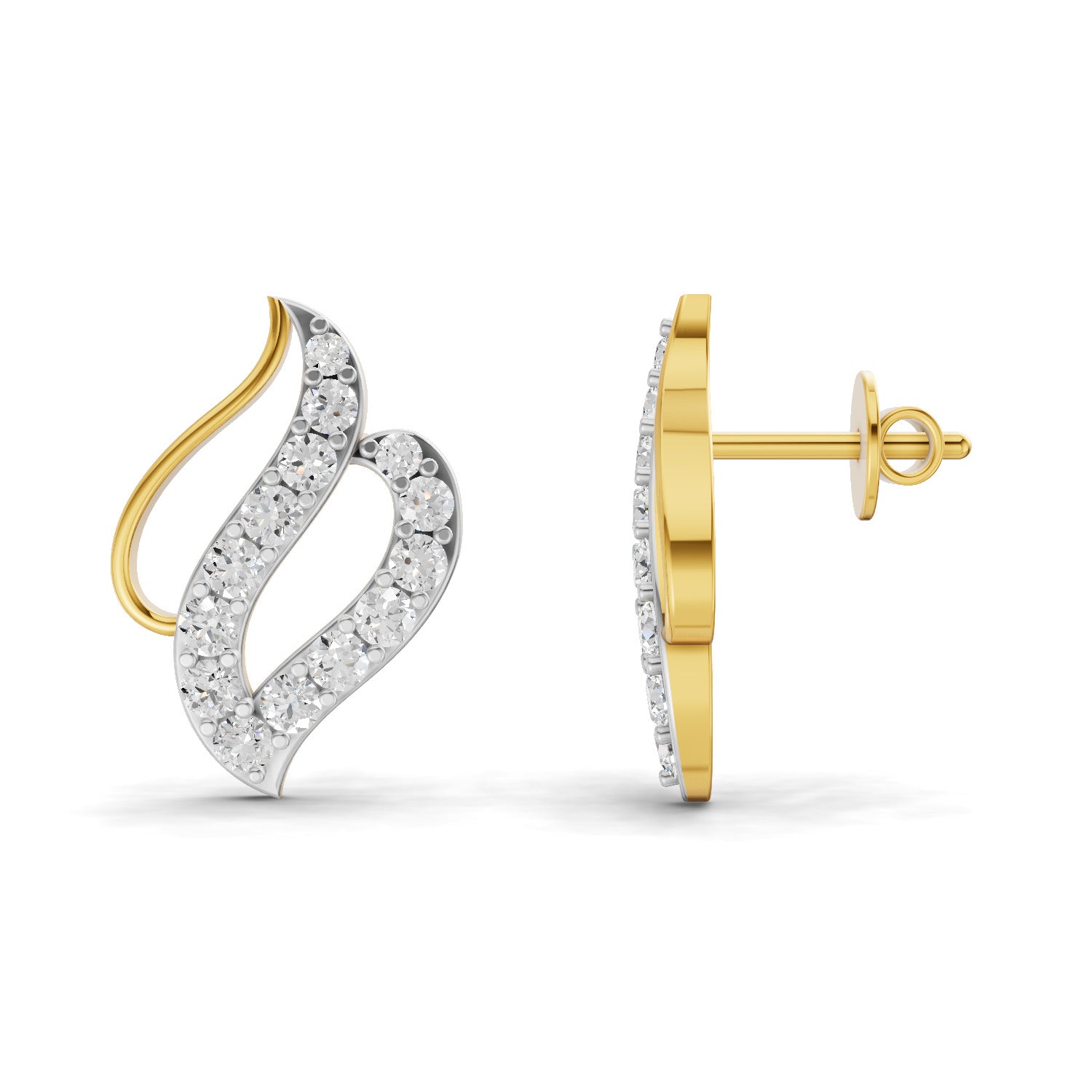 0.94 Carat | 925 Sterling Silver Yellow Gold Plated Fashion Stud Earrings