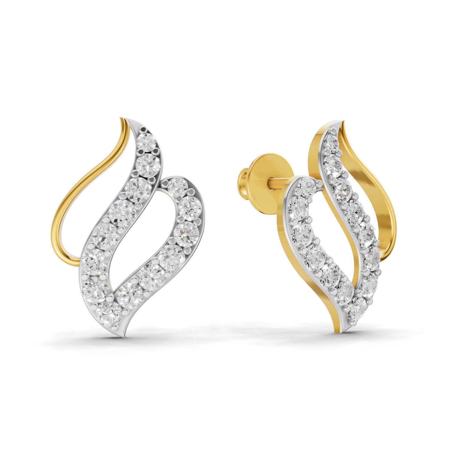 0.94 Carat | 925 Sterling Silver Yellow Gold Plated Fashion Stud Earrings