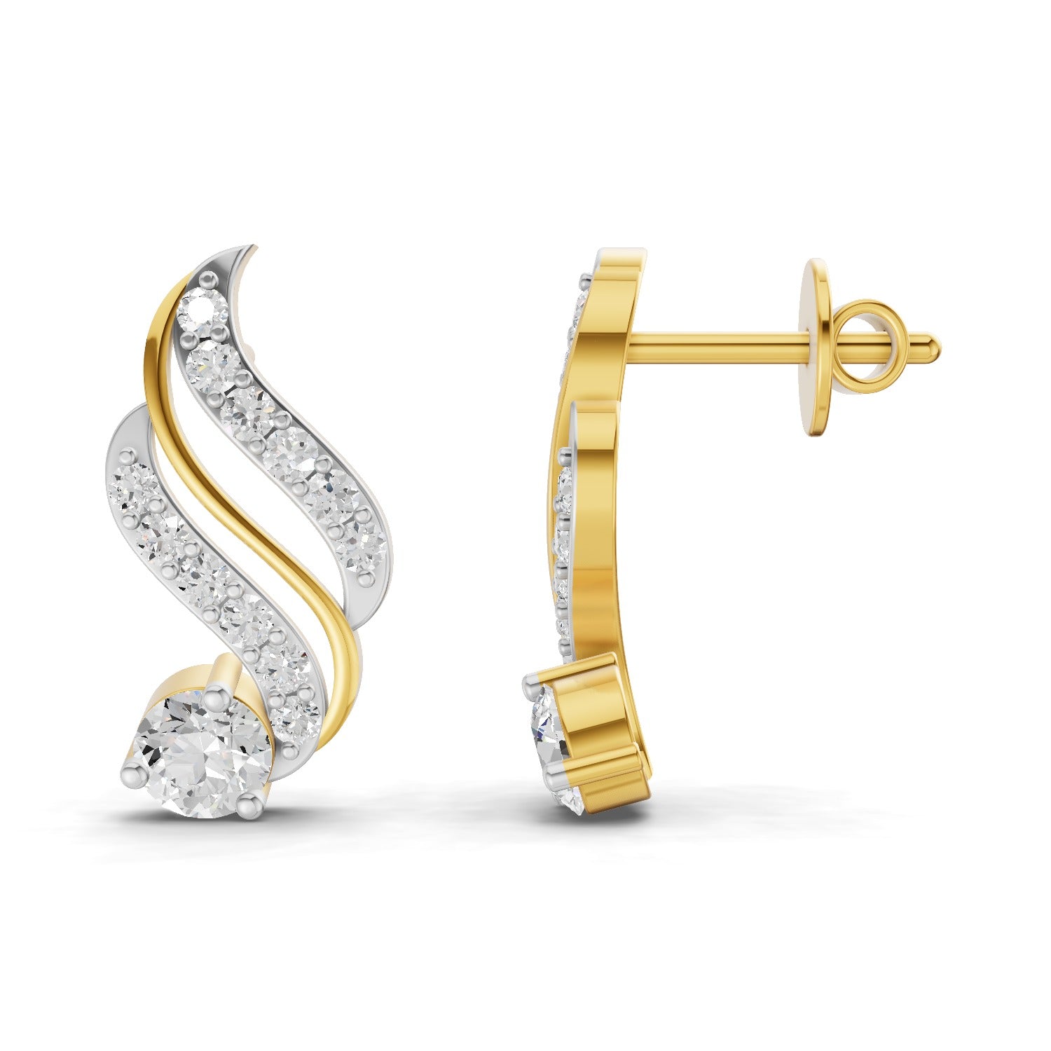 0.89 Carat | 925 Sterling Silver Yellow Gold Plated Fashion Stud Earrings