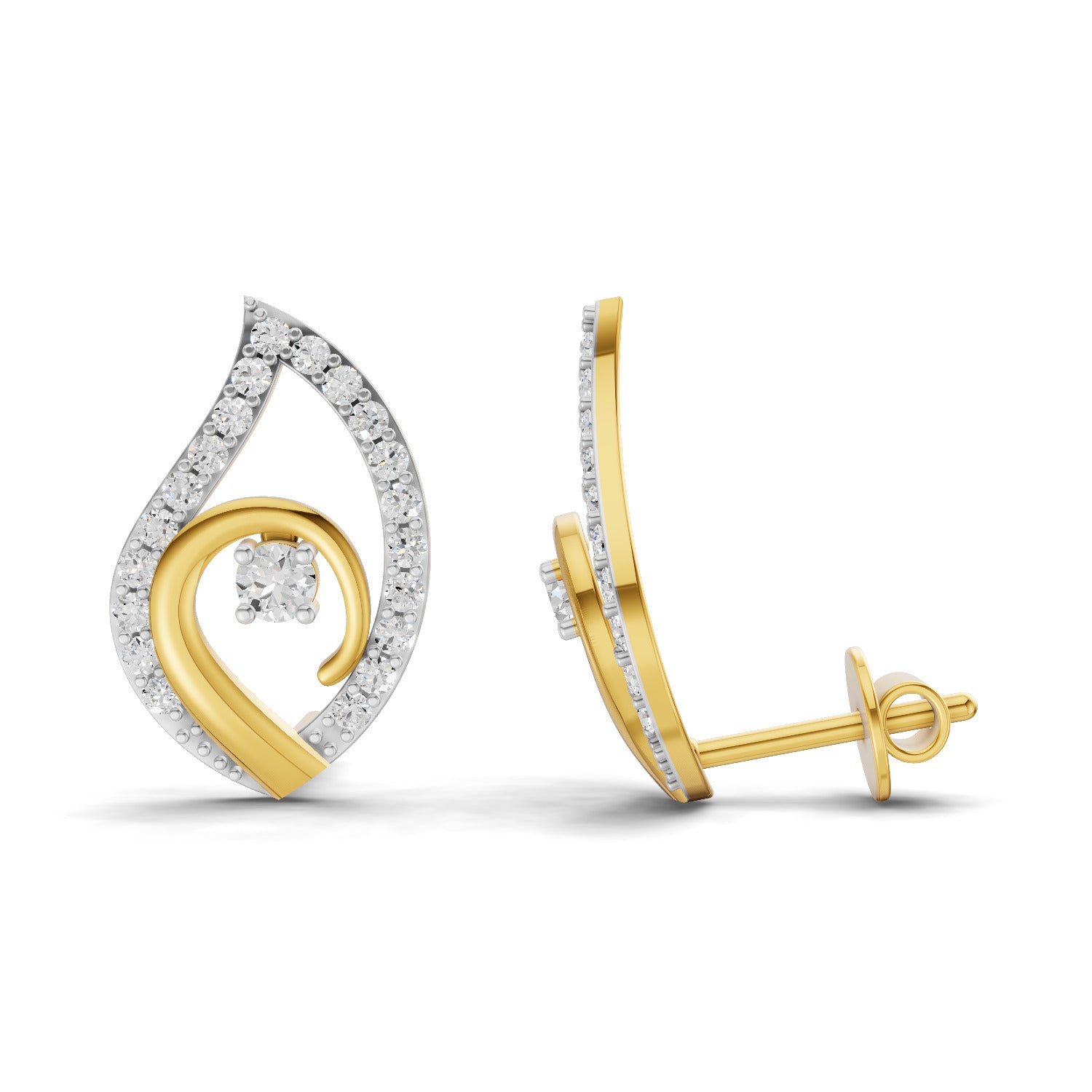0.92 Carat | 925 Sterling Silver Yellow Gold Plated Fashion Stud Earrings