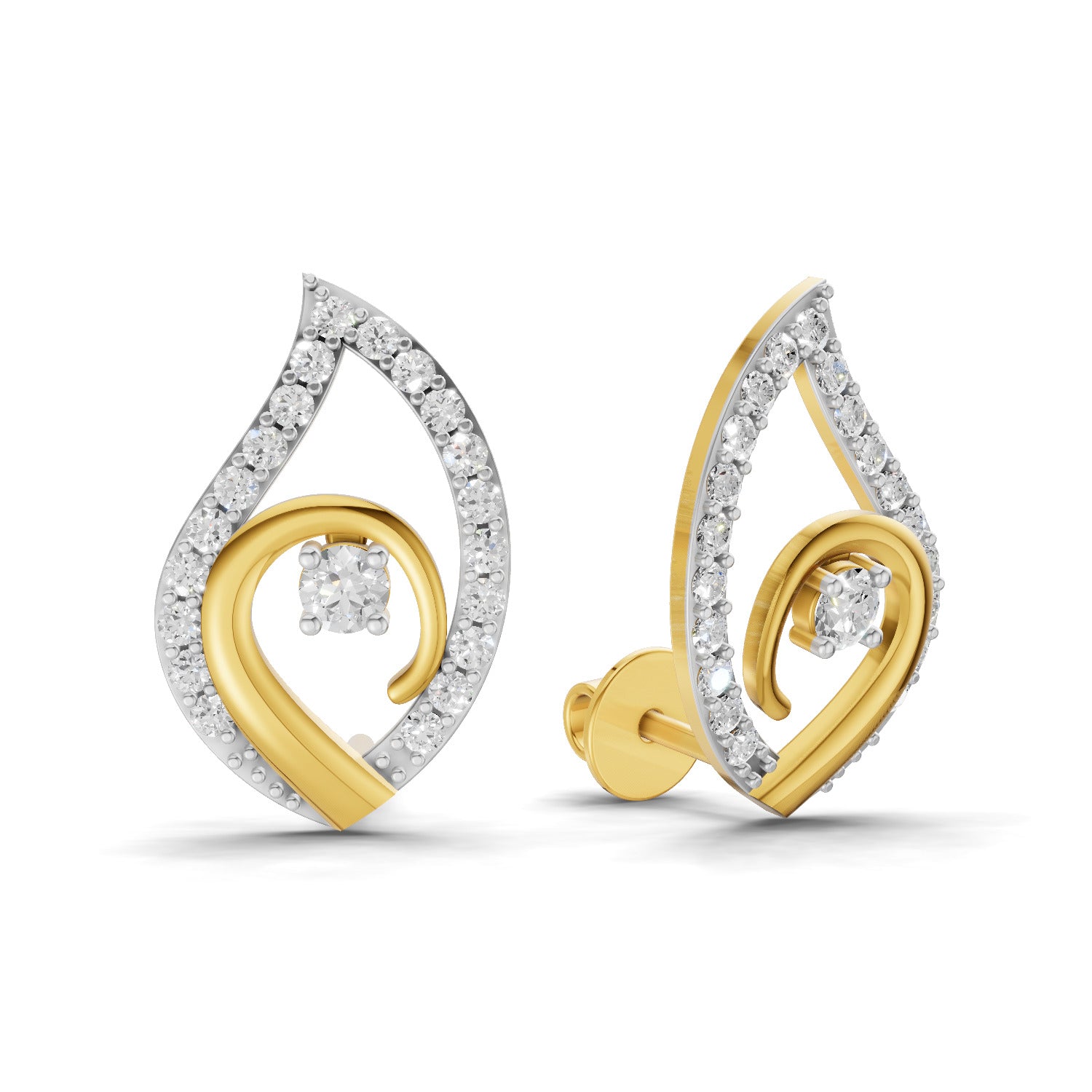 0.92 Carat | 925 Sterling Silver Yellow Gold Plated Fashion Stud Earrings
