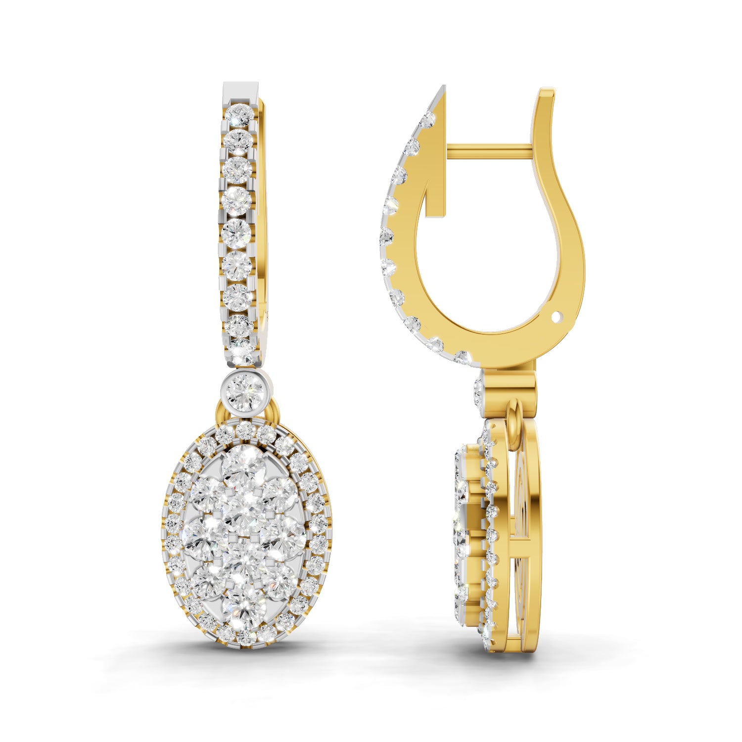 0.85 Carat | 925 Sterling Silver Gold Plated Leaf and Ball Earrings