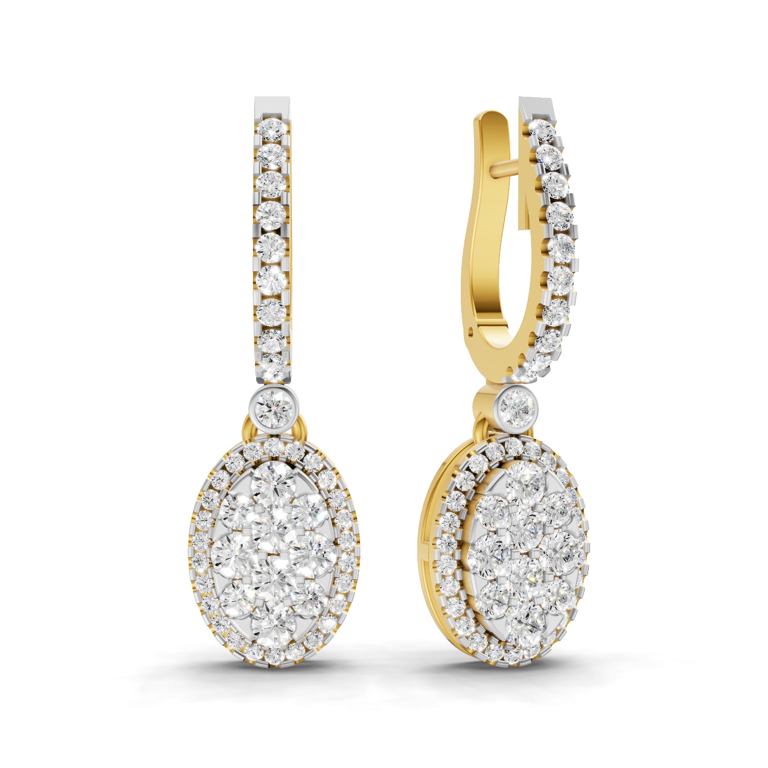 0.85 Carat | 925 Sterling Silver Gold Plated Leaf and Ball Earrings