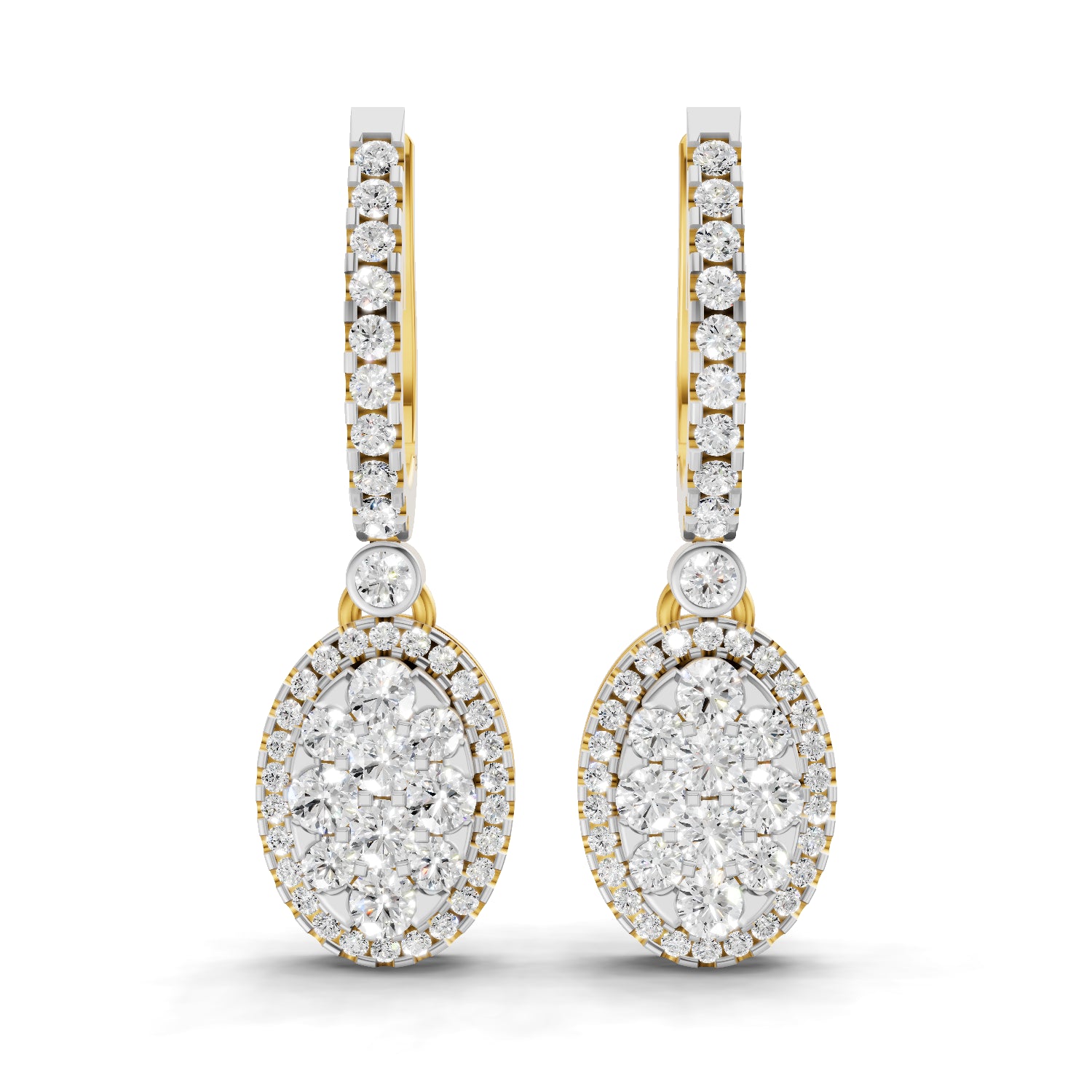 0.85 Carat | 925 Sterling Silver Gold Plated Leaf and Ball Earrings