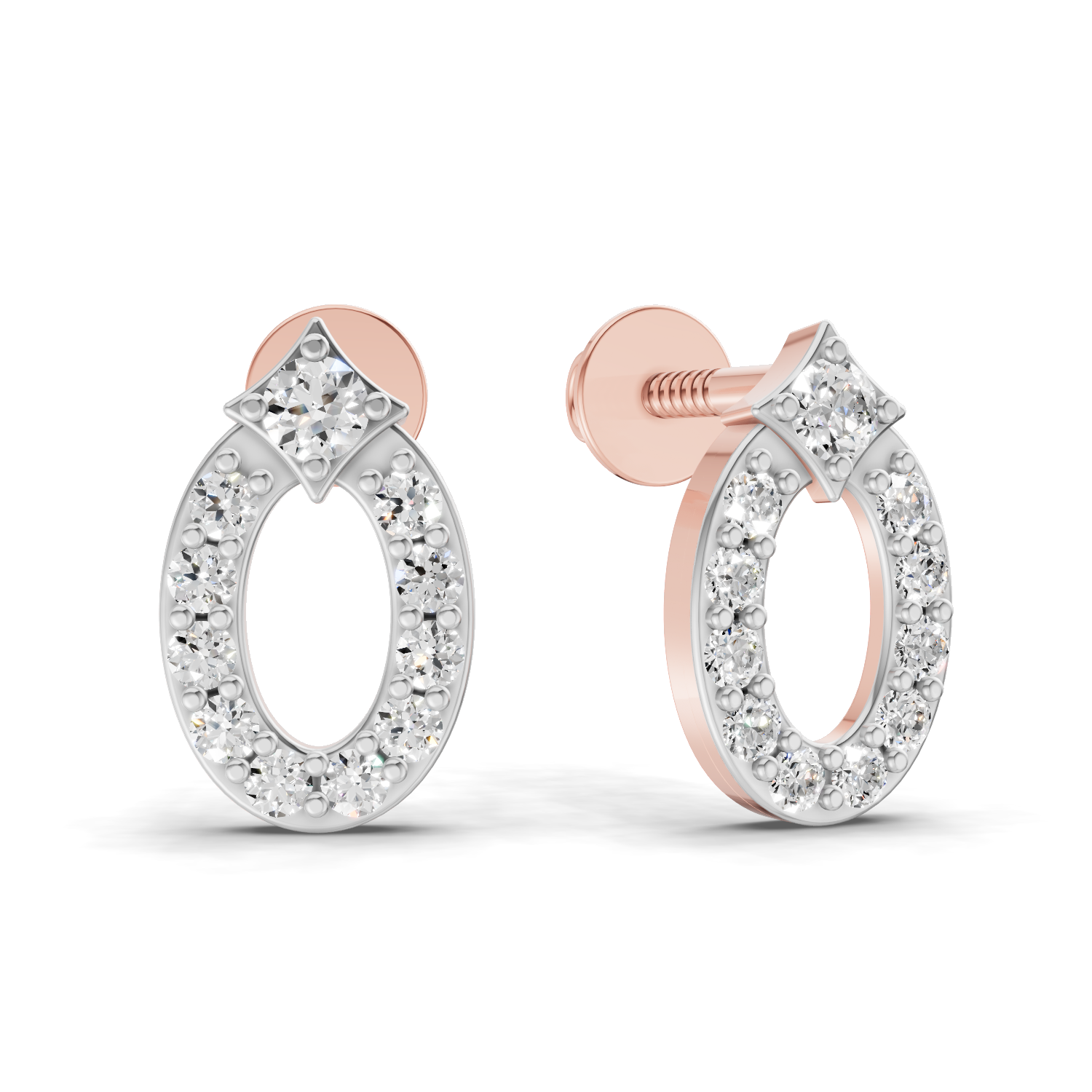 0.27 Carat Oval Diamond Stud Earrings | 14K Rose Gold