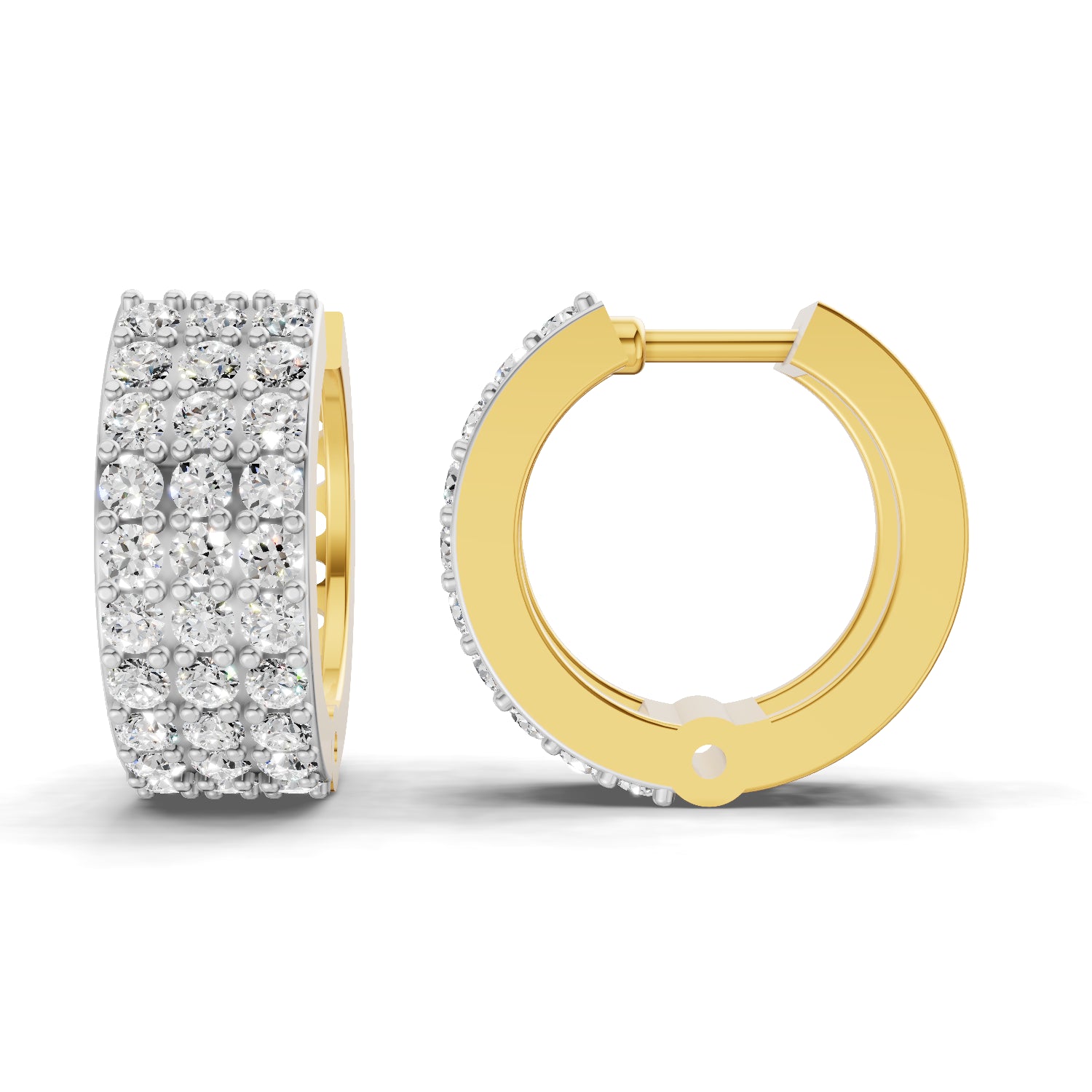 0.72 Carat Round Shape | 925 Sterling Silver Gold Plated Pave Huggie Hoop Stud Earrings