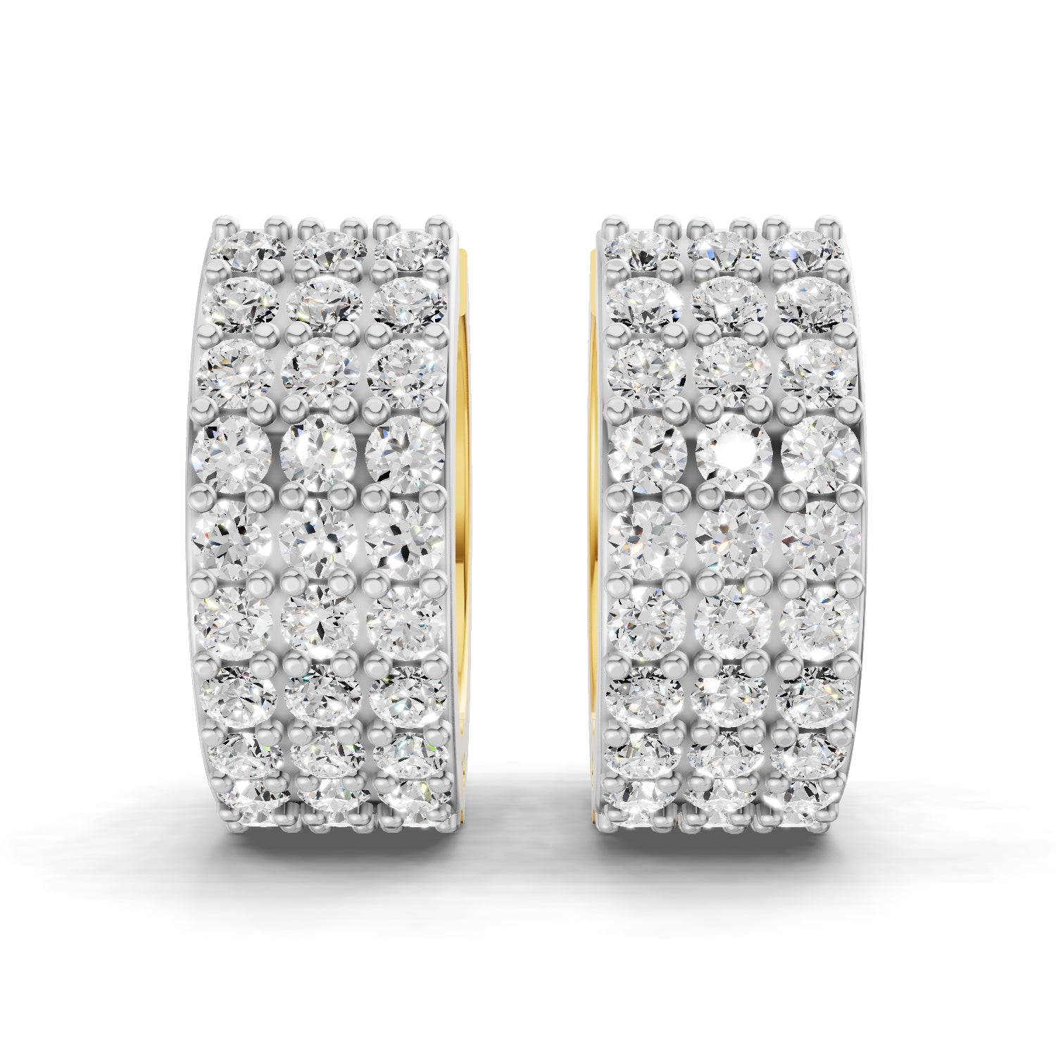 0.72 Carat Round Shape | 925 Sterling Silver Gold Plated Pave Huggie Hoop Stud Earrings