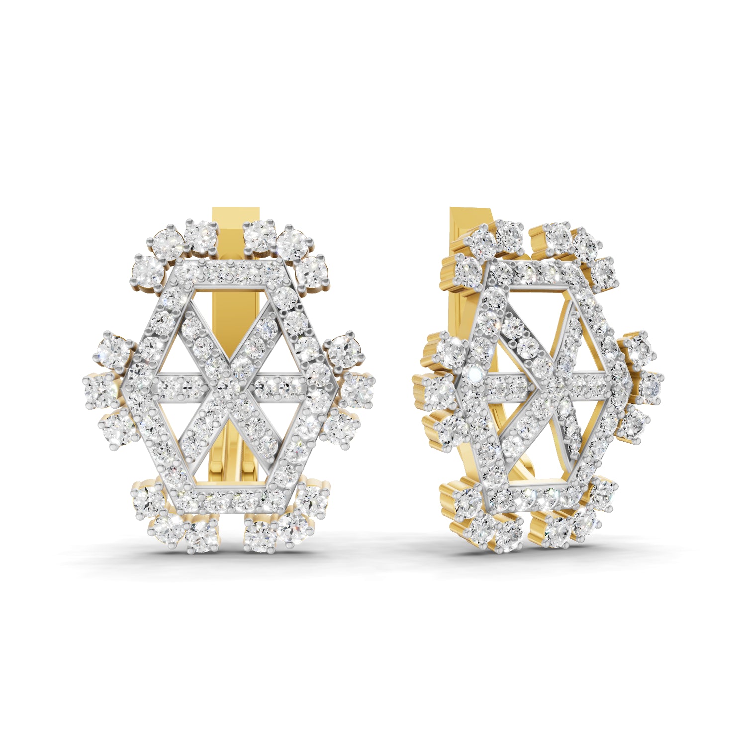 0.72 Carat Round Shape | 925 Sterling Silver Gold Plated Dual Tone Spade Stud Earrings