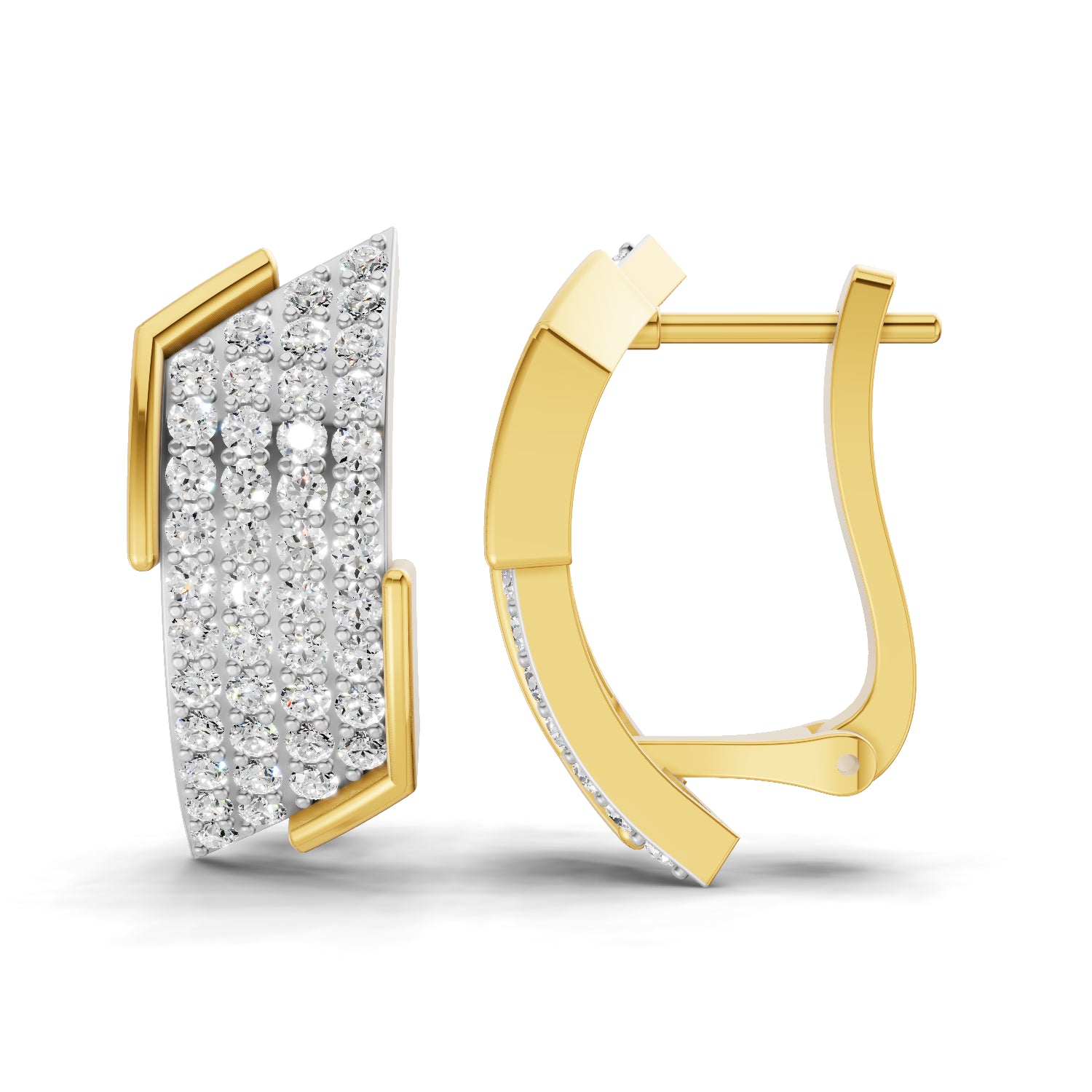 0.62 Carat Round Shape | 925 Sterling Silver Gold Plated Pave Huggies Stud Earrings