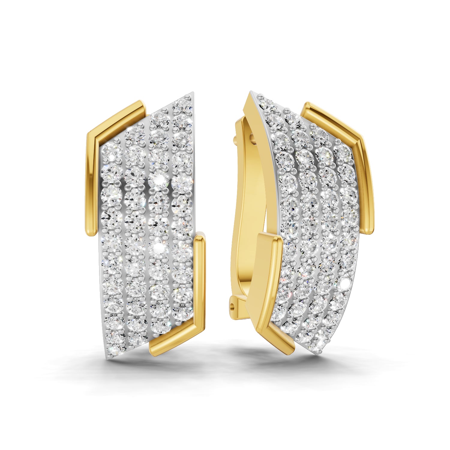 0.62 Carat Round Shape | 925 Sterling Silver Gold Plated Pave Huggies Stud Earrings