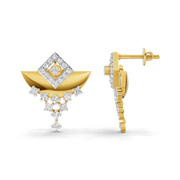 1.4 Carat Round Shape | 925 Sterling Silver Gold Plated Abstract Half-Moon Stud Earrings