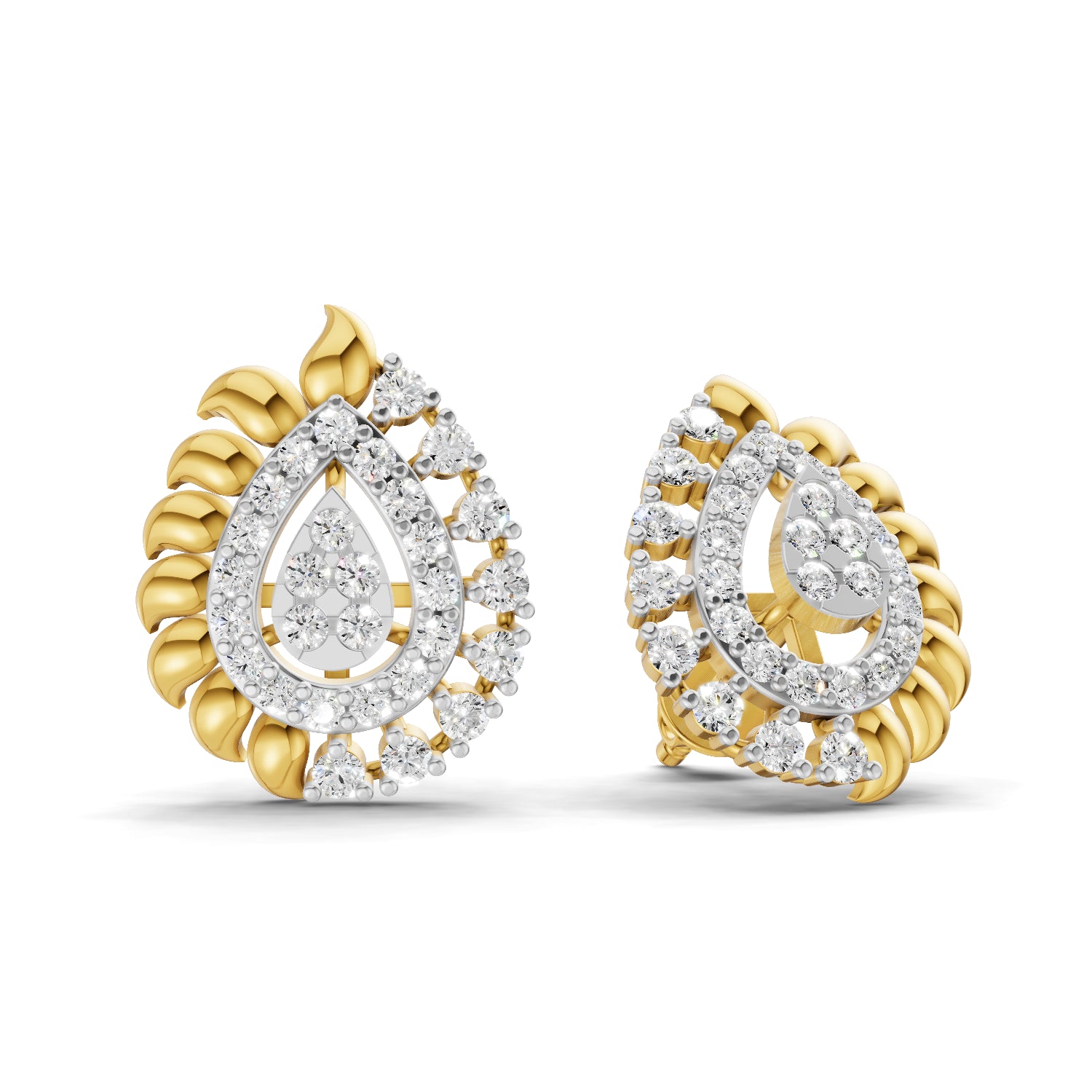 0.6 Carat Round Shape | 925 Sterling Silver Gold Plated Mayura Diamond Stud Earrings