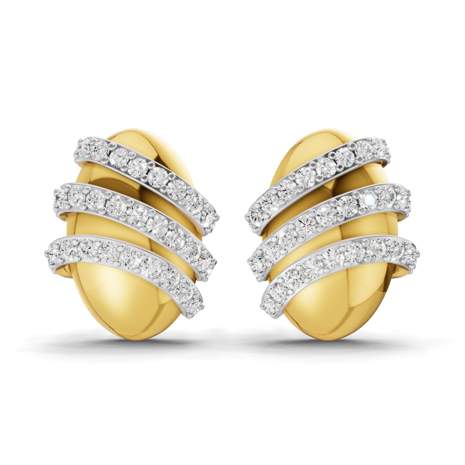 0.72 Carat | 925 Sterling Silver Gold Plated Pave Stud Earrings