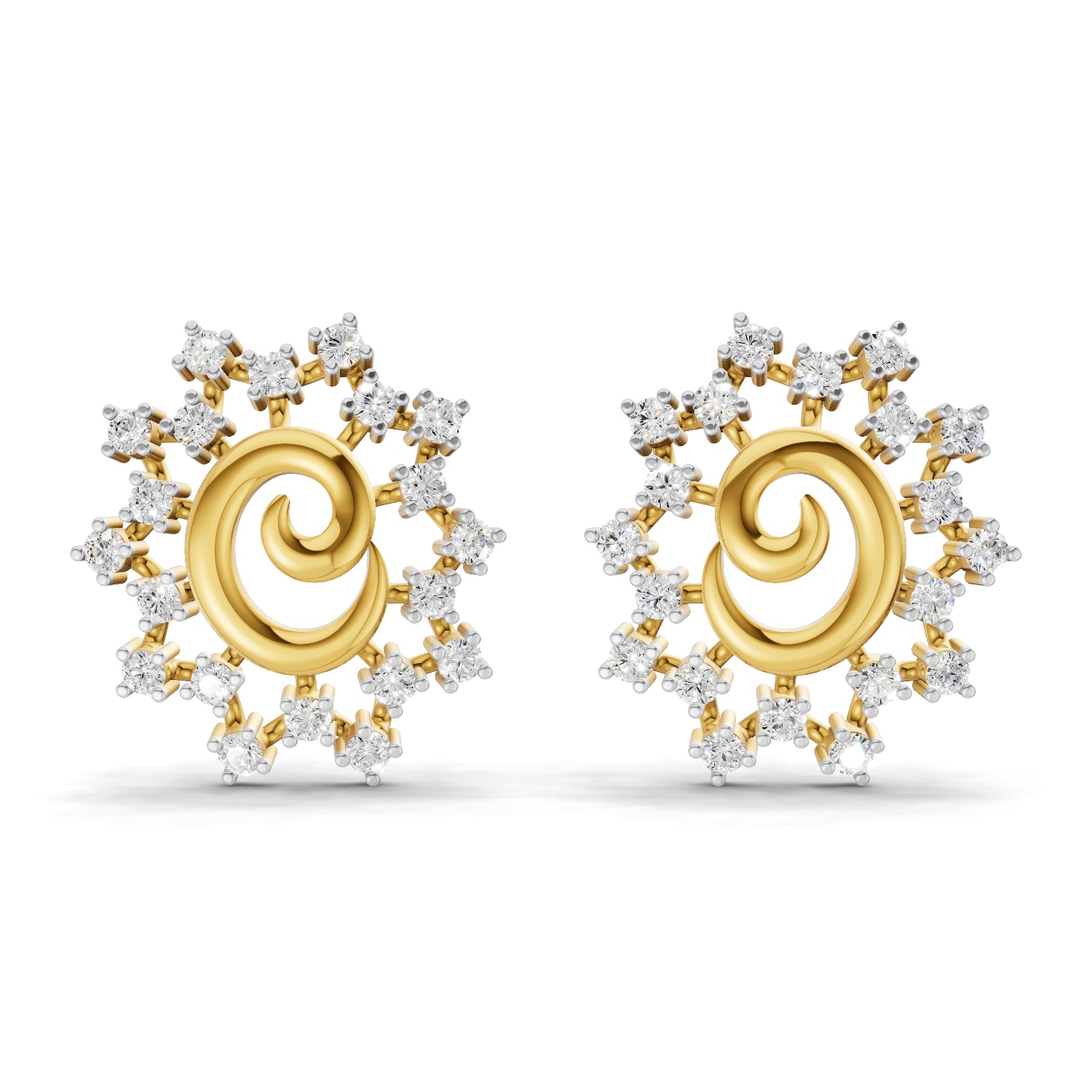 1.68 Carat | 925 Sterling Silver Gold Plated Cluster Circle Drop Earrings