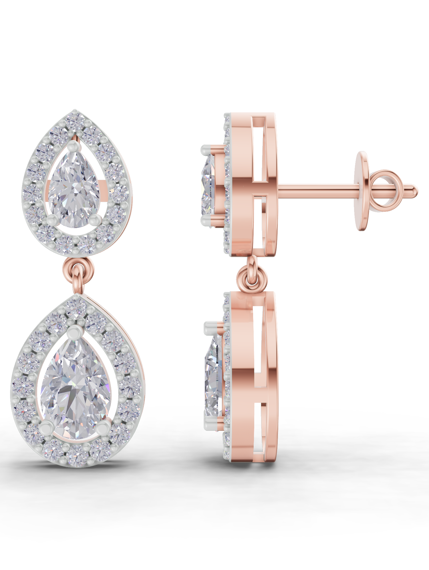 2.15 Carat Aurora Pear Dangles Earrings for Women | 14K Rose Gold