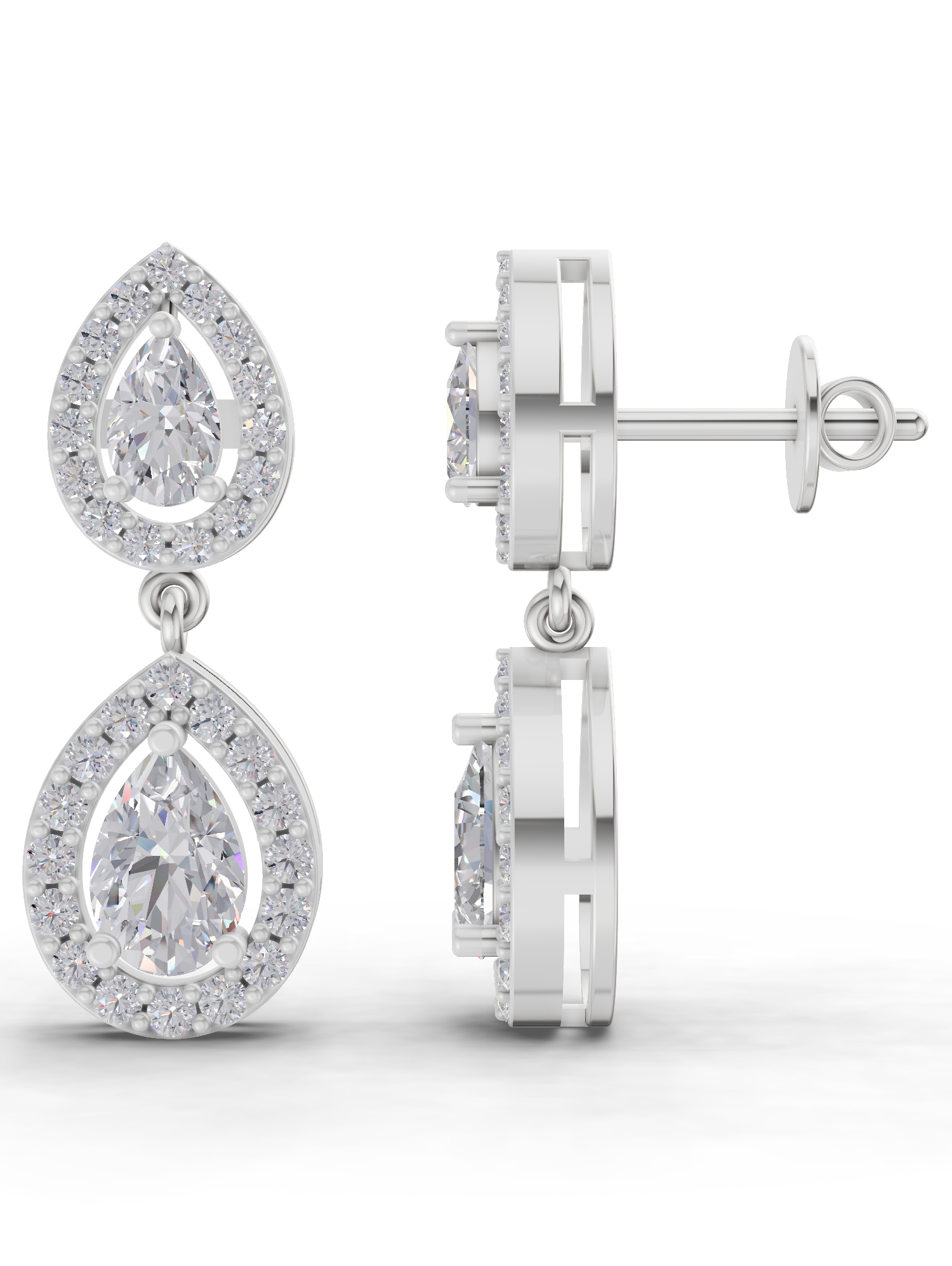 2.15 Carat Aurora Pear Dangles Earrings for Women | 14K White Gold