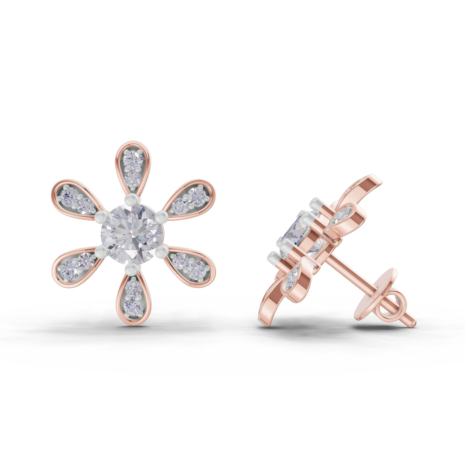 1.08 Carat Floral Earrings for Women | 14K Rose Gold