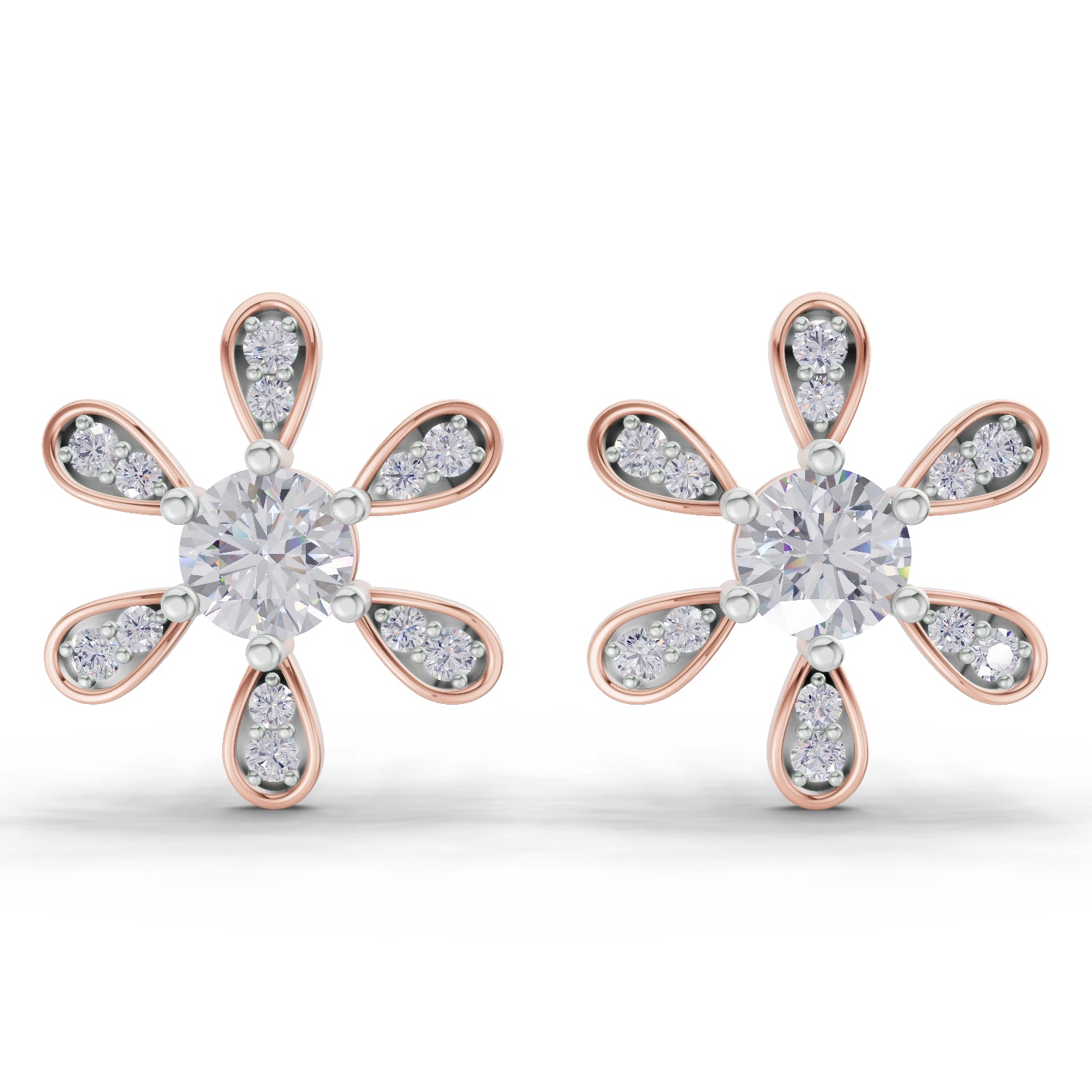 1.08 Carat Floral Earrings for Women | 14K Rose Gold