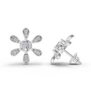 1.08 Carat Floral Earrings for Women | 14K White Gold