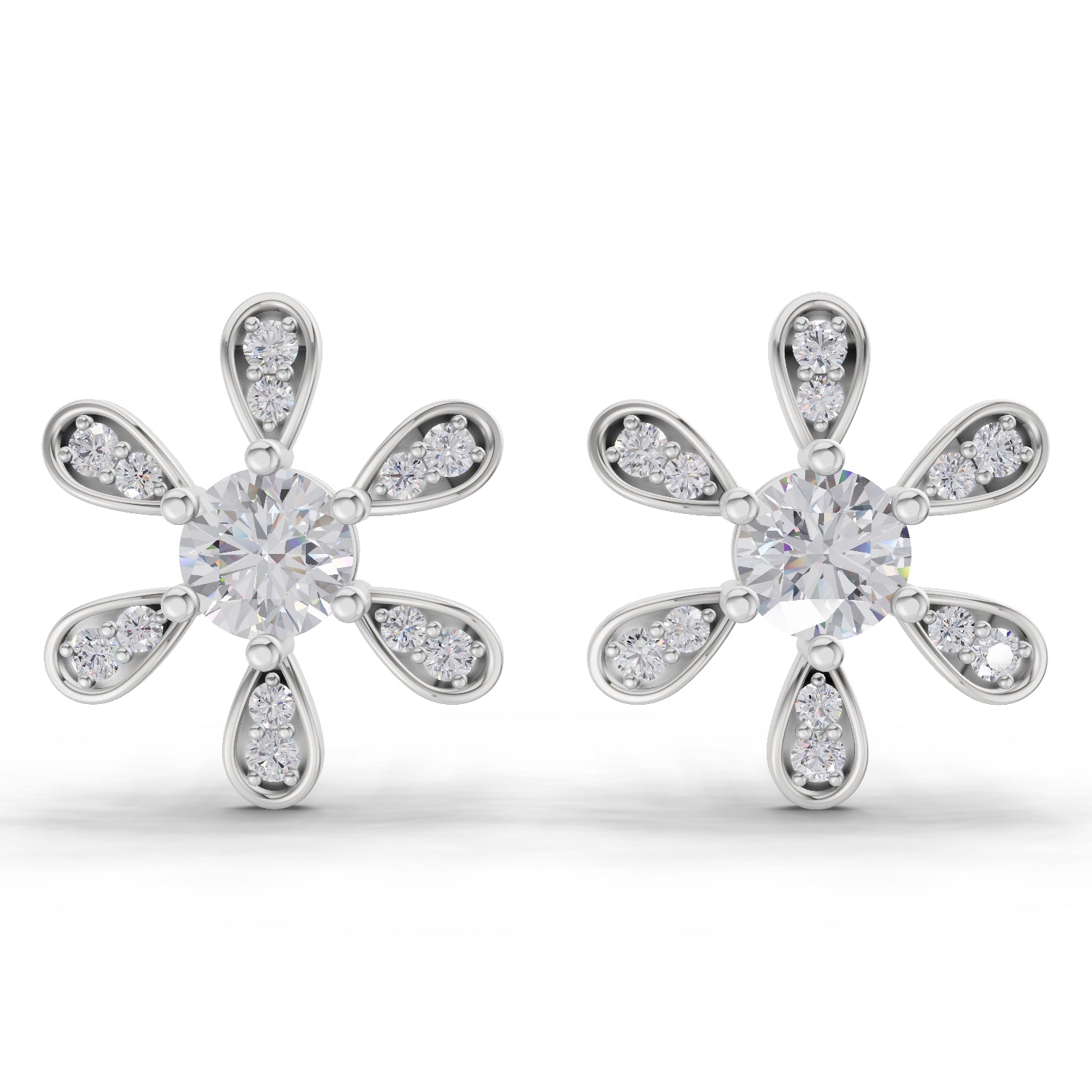 1.08 Carat Floral Earrings for Women | 14K White Gold