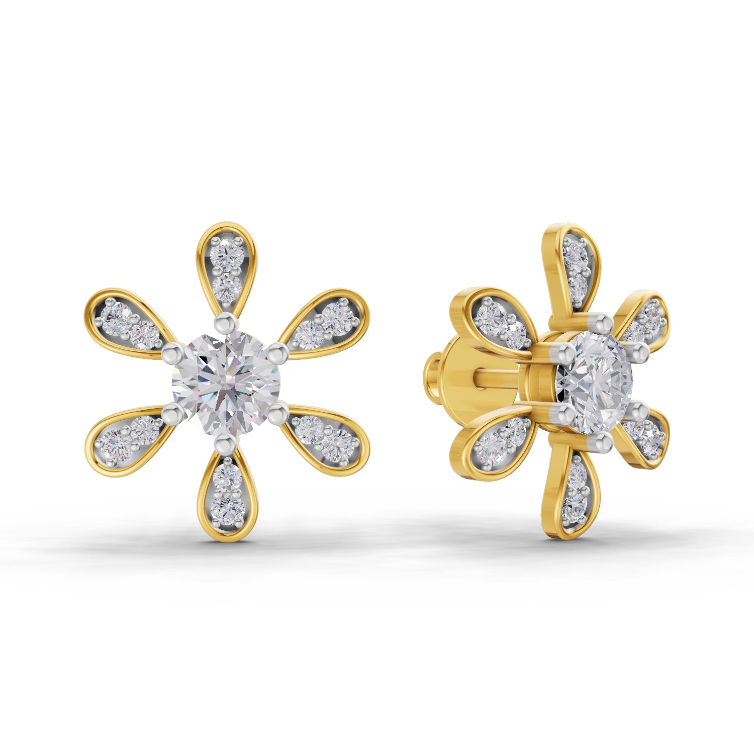 1.08 Carat Floral Earrings for Women | 14K Yellow Gold