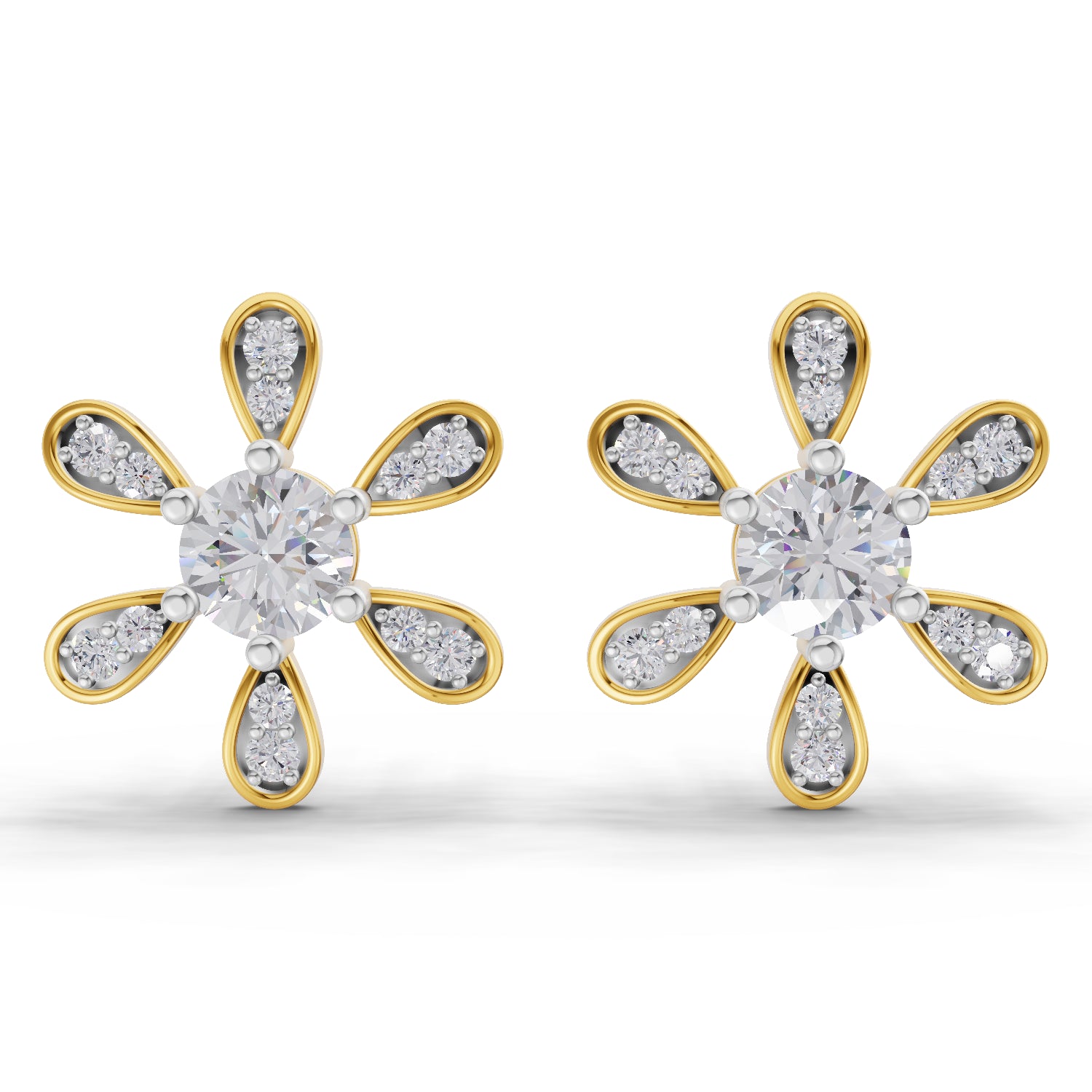 1.08 Carat Floral Earrings for Women | 14K Yellow Gold