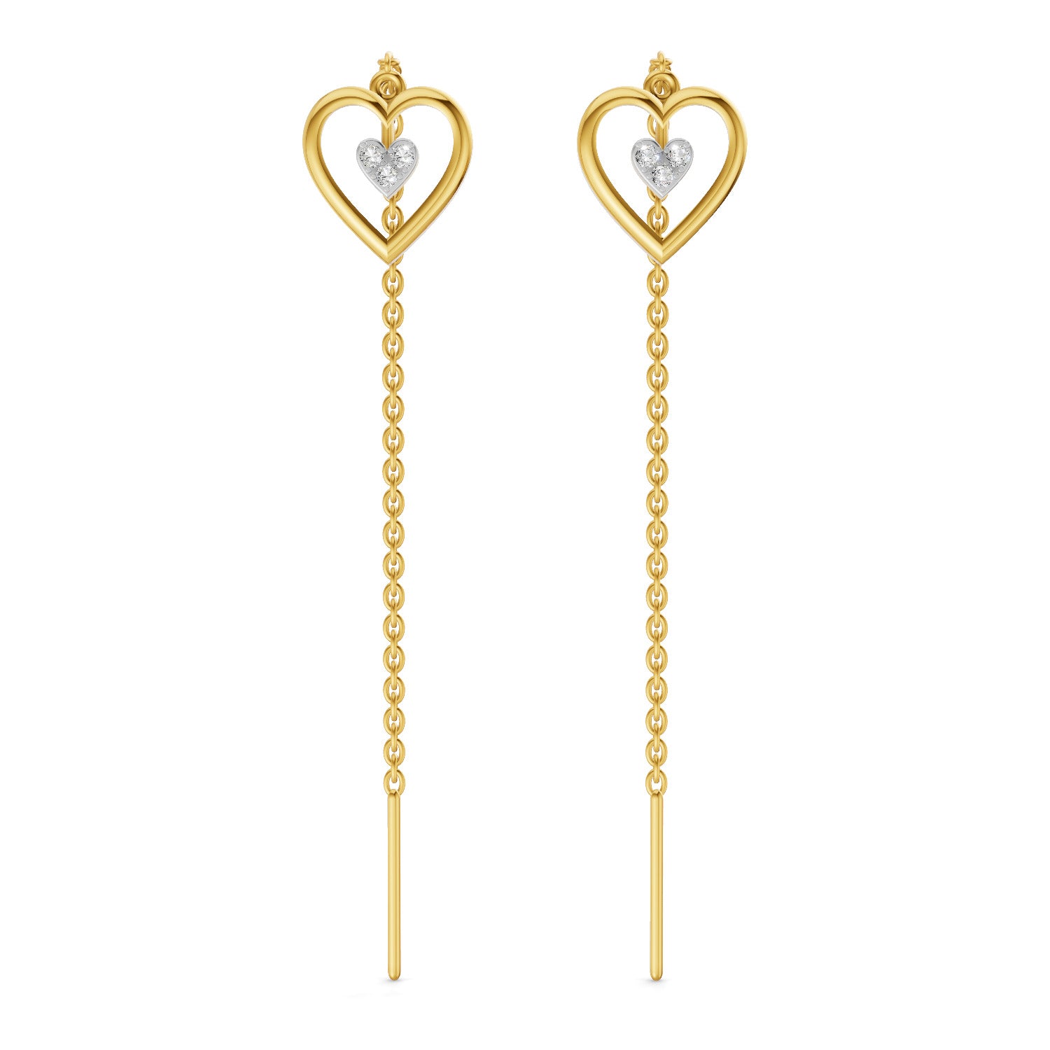 0.07 Ct | 925 Sterling Silver Yellow Gold Plated Earrings