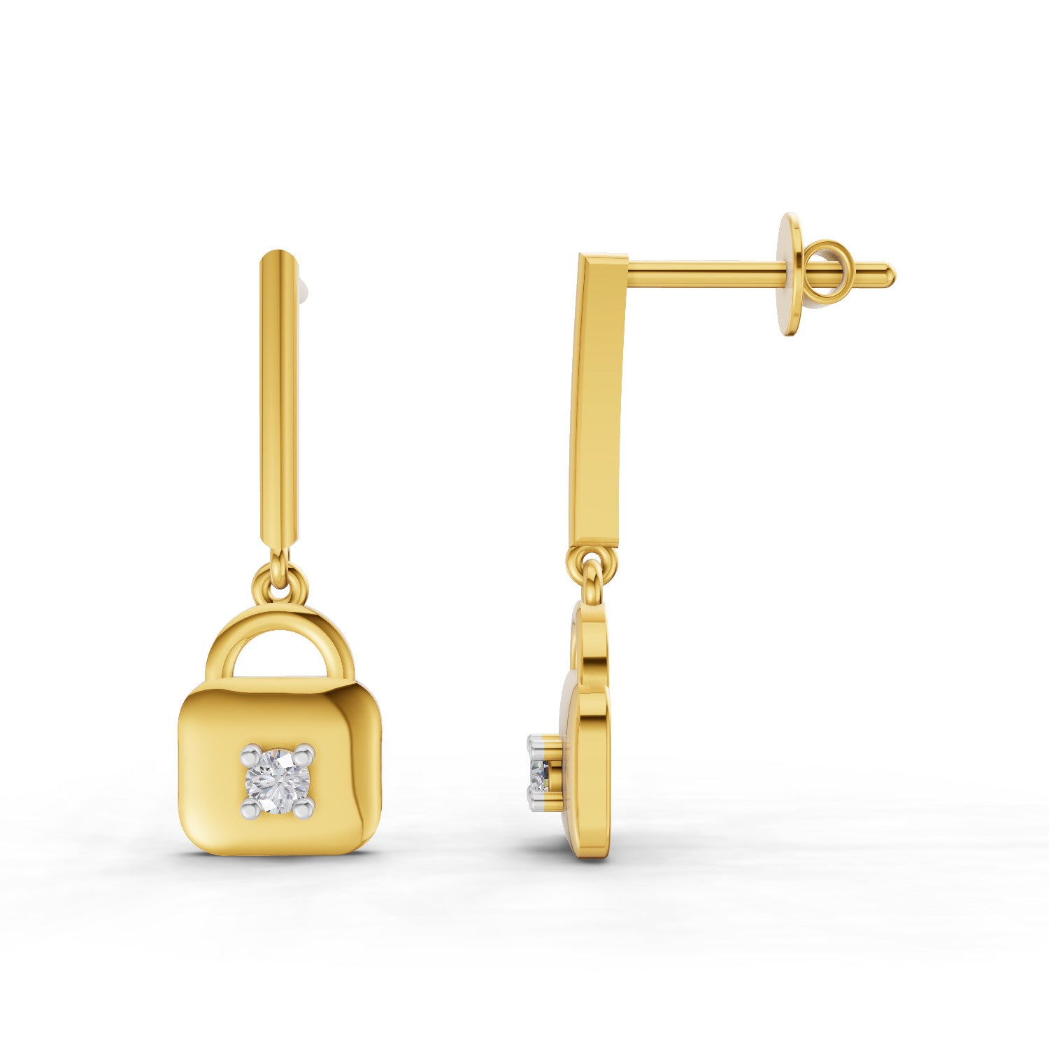 0.08 Ct | 925 Sterling Silver Yellow Gold Plated Earrings