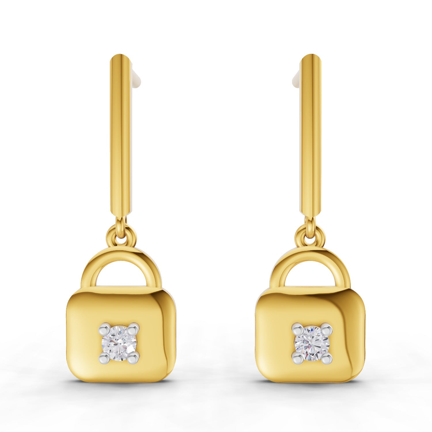 0.08 Ct | 925 Sterling Silver Yellow Gold Plated Earrings