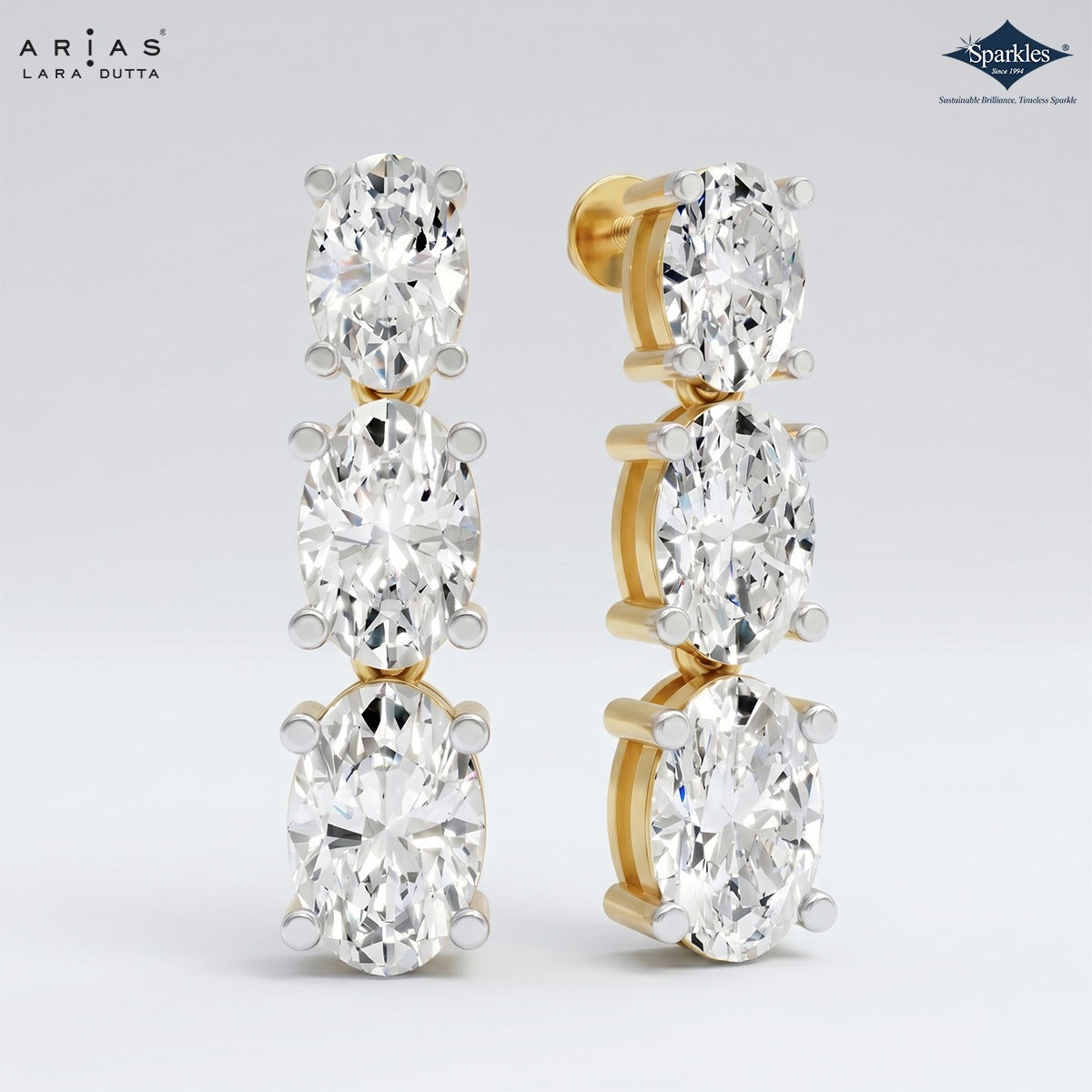 Arias by Lara Dutta Oval Diamond Linear Earring
