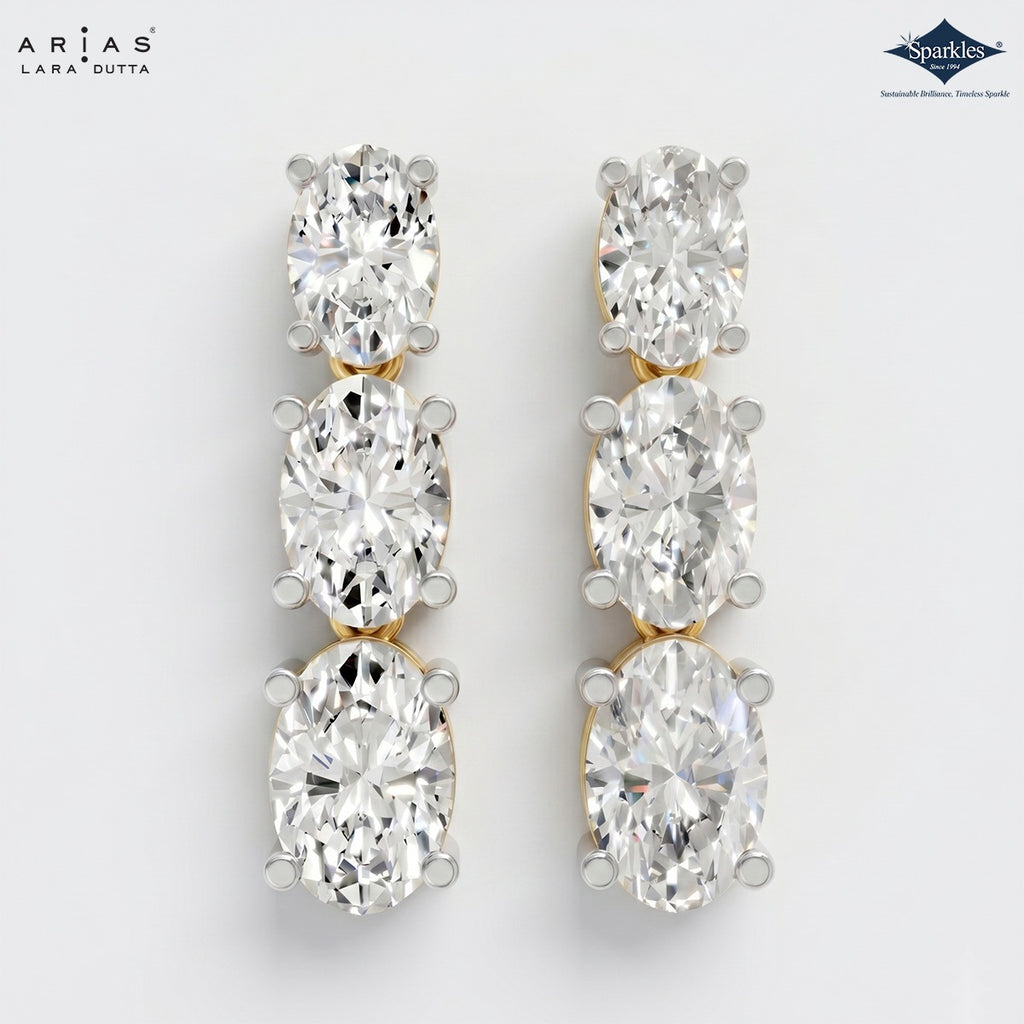 Arias by Lara Dutta Oval Diamond Linear Earring