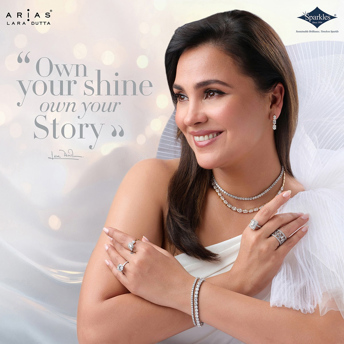 Arias by Lara Dutta Oval Diamond Linear Earring