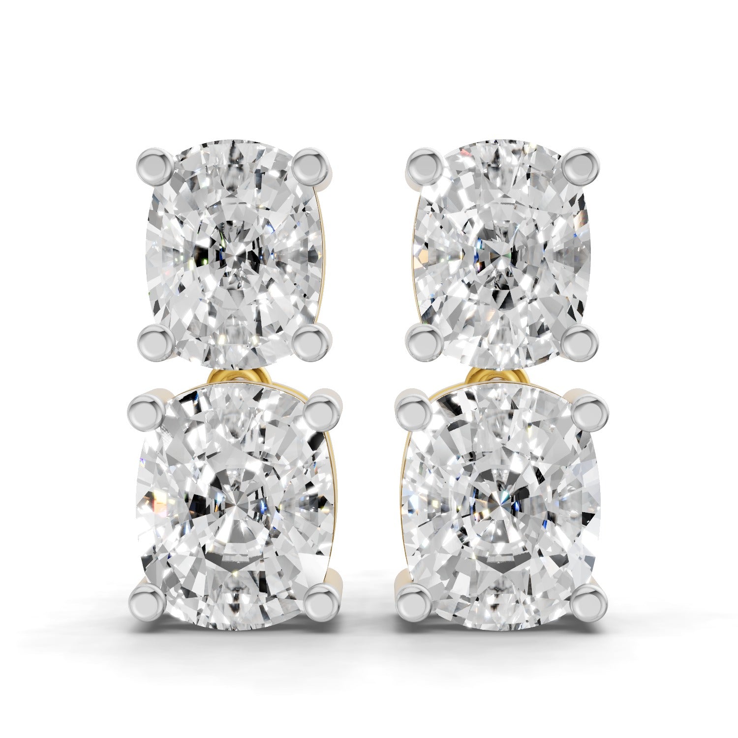 Sparkles Twin Cushion Radiance Stud Diamond Earring