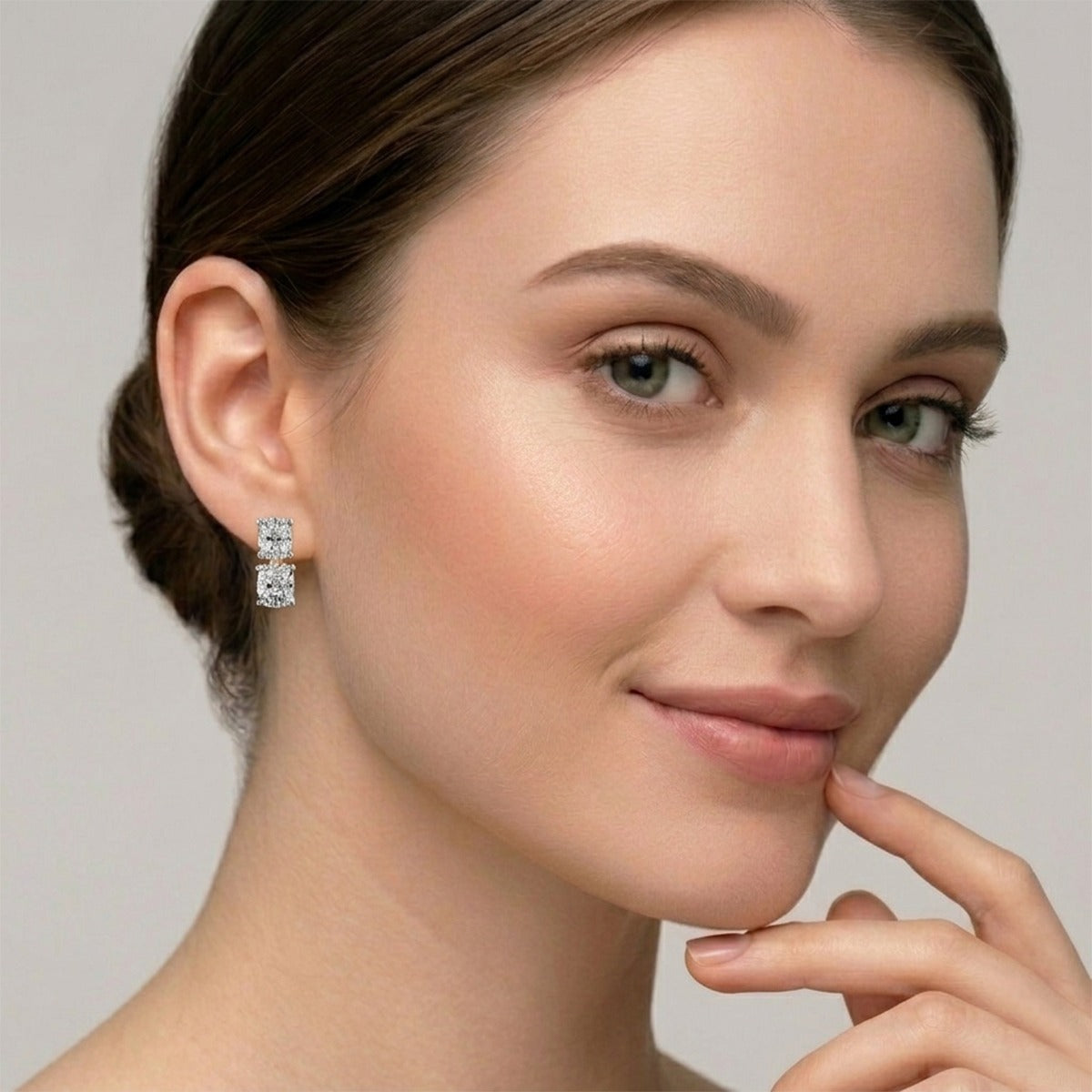 Sparkles Twin Cushion Radiance Stud Diamond Earring