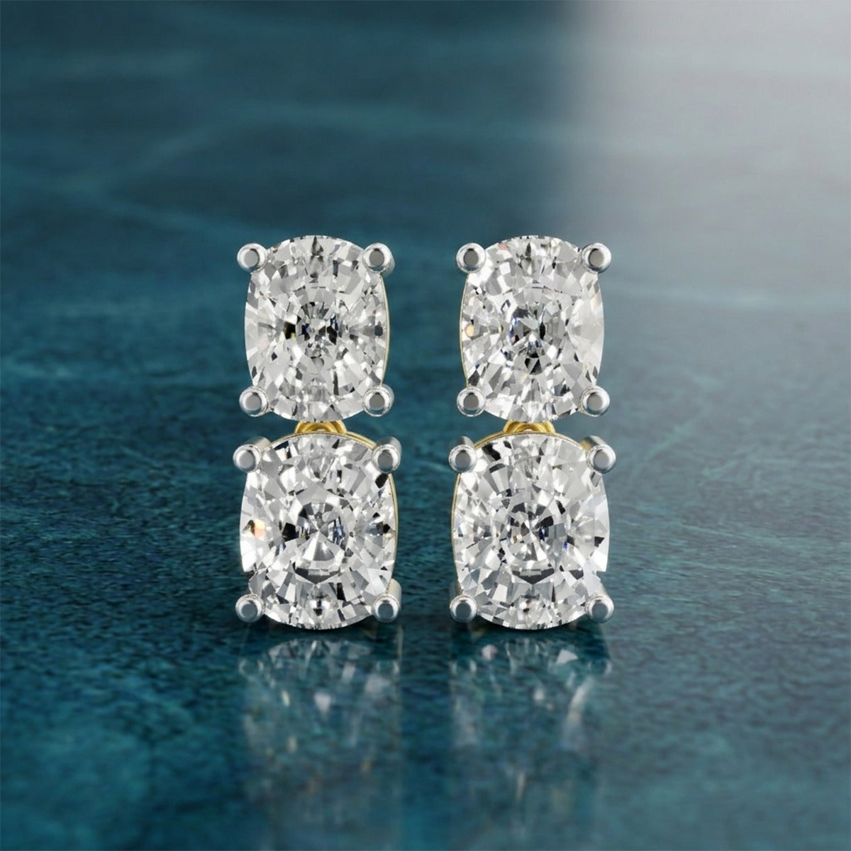 Sparkles Twin Cushion Radiance Stud Diamond Earring