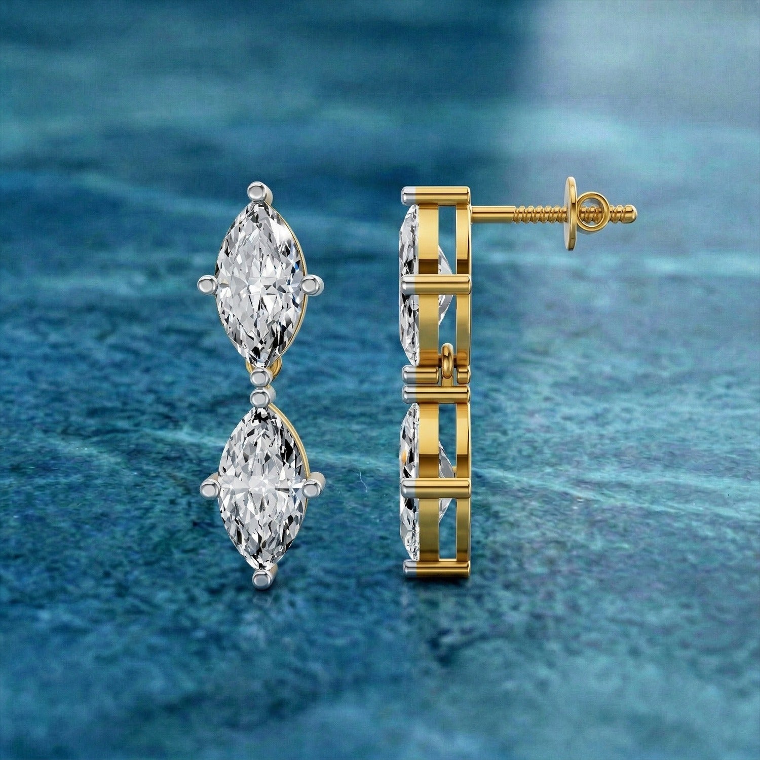 Sparkles Twin Marquise Radiance Stud Diamond Earring