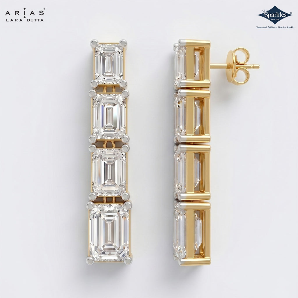 Arias by Lara Dutta Emerald-Cut Linear Earring
