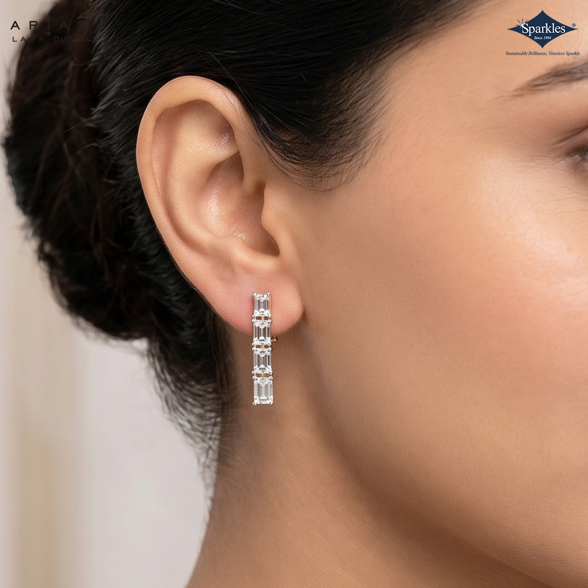 Arias by Lara Dutta Emerald-Cut Linear Earring