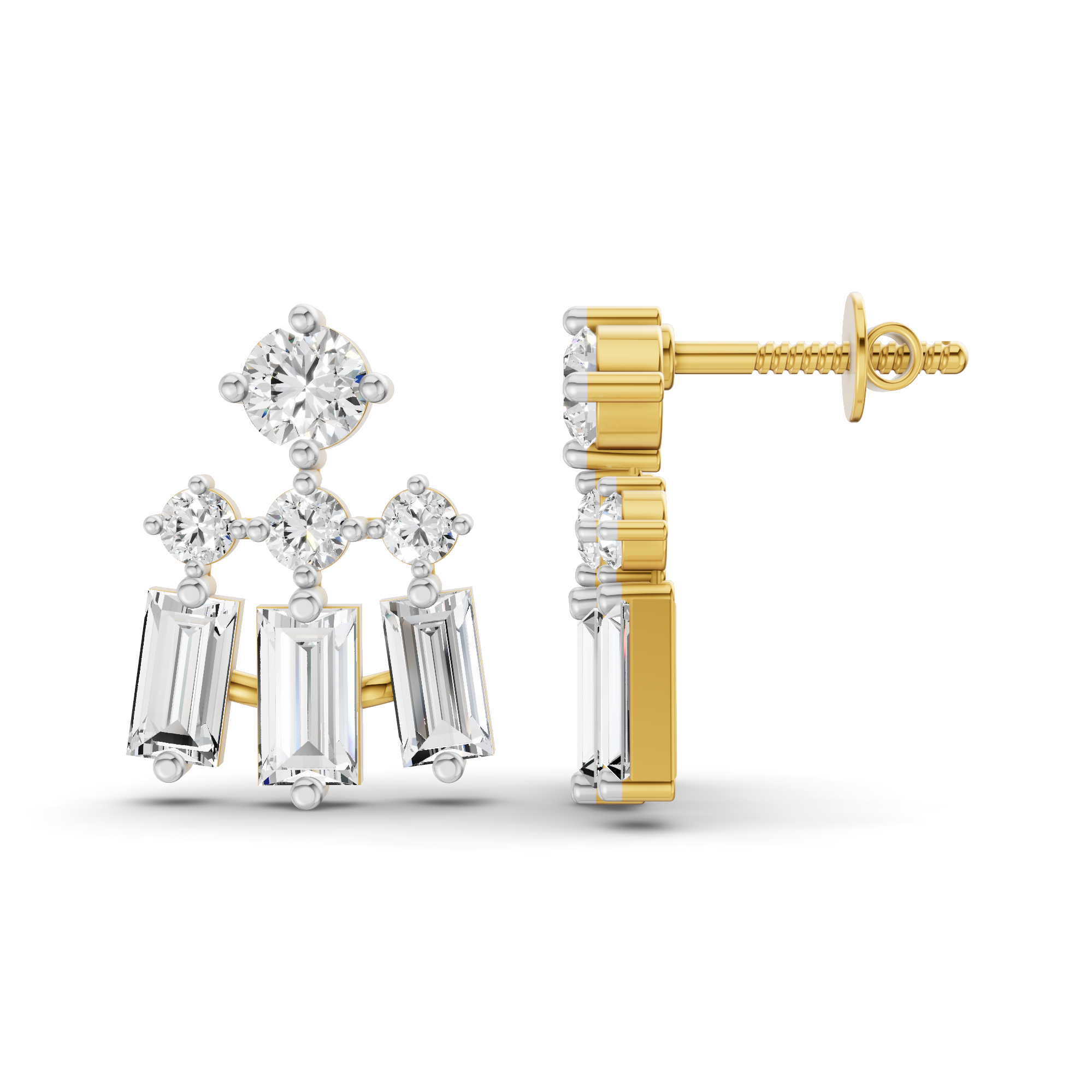 Sparkles Triple Baguette Drop Diamond Earring