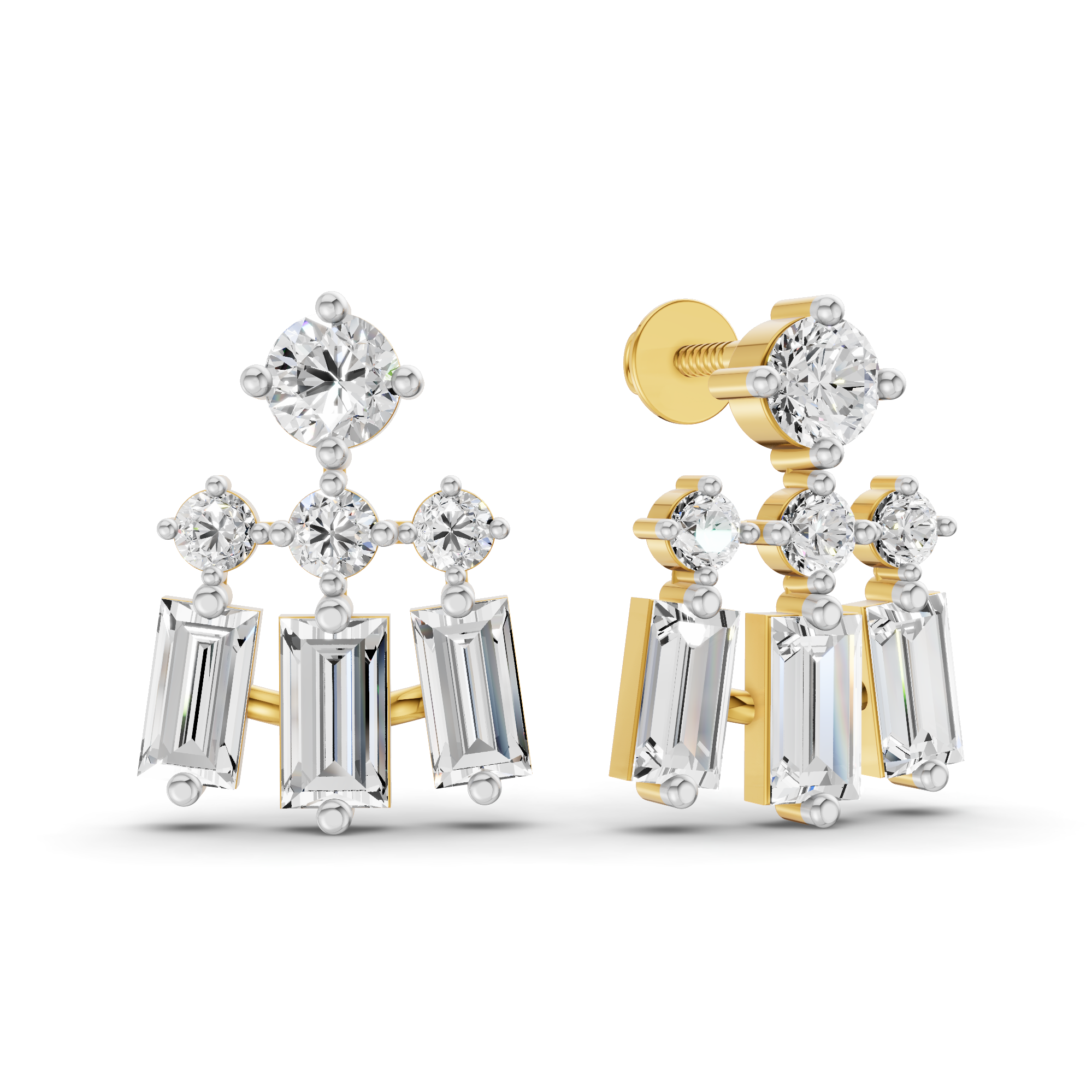 Sparkles Triple Baguette Drop Diamond Earring