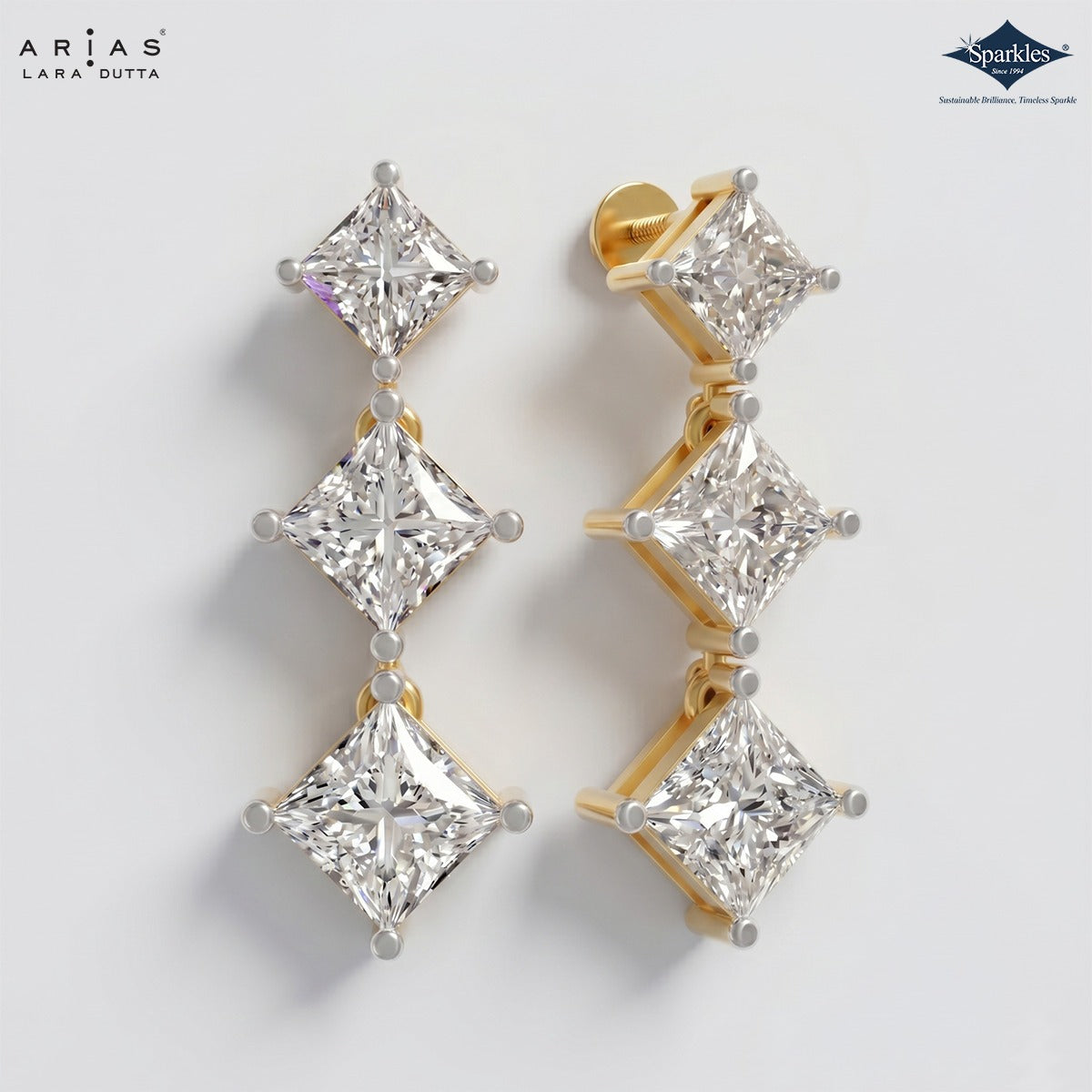 Arias by Lara Dutta Princess-Cut Linear Diamond Earring