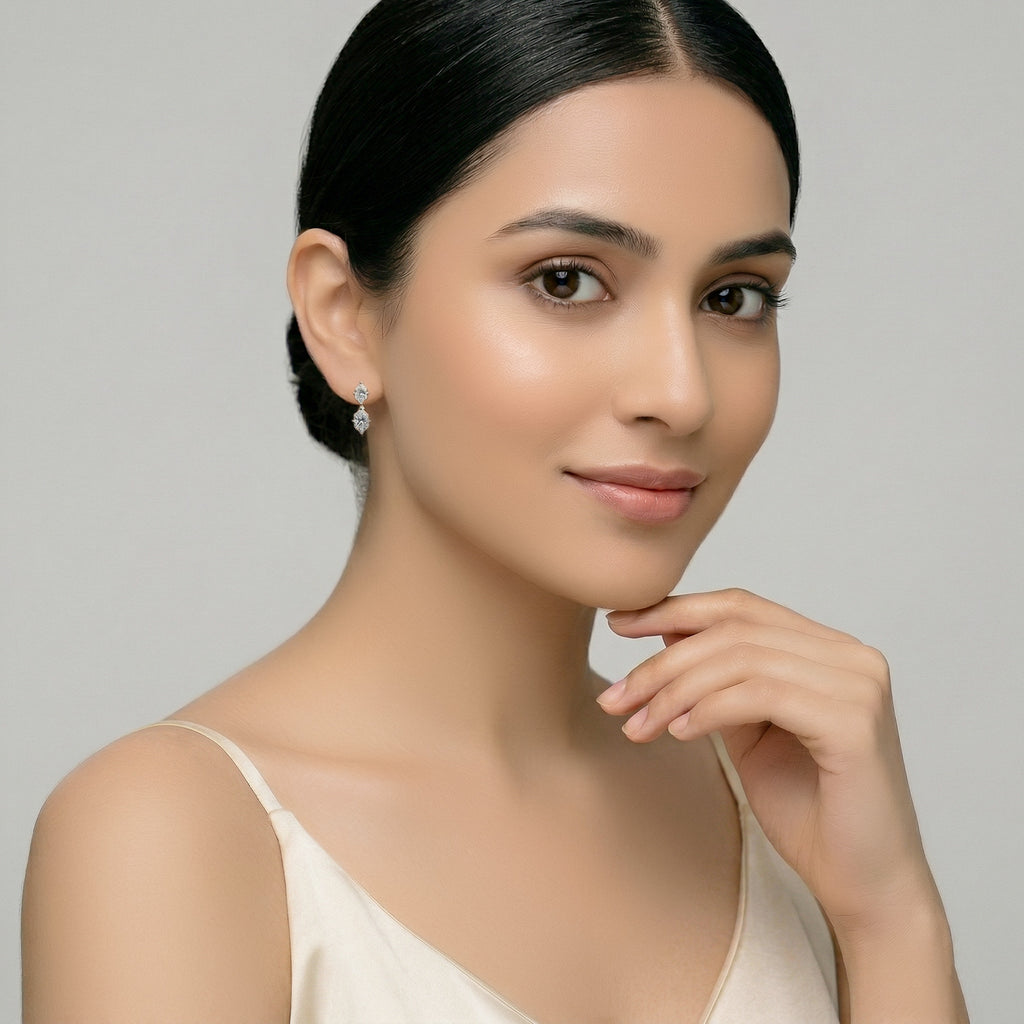 3.20 Carat Solitaire Lab Grown Diamond Earring In 14K Gold