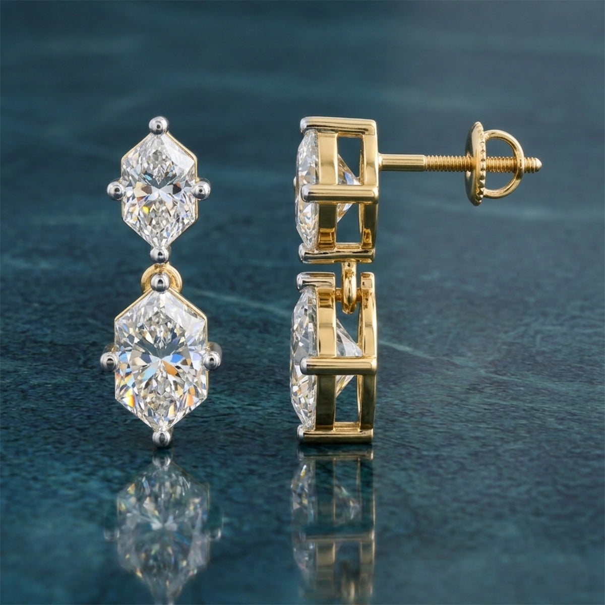 Sparkles Graceful Marquise Duet Diamond Earring