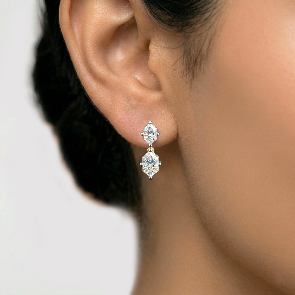 3.20 Carat Solitaire Lab Grown Diamond Earring In 14K Gold