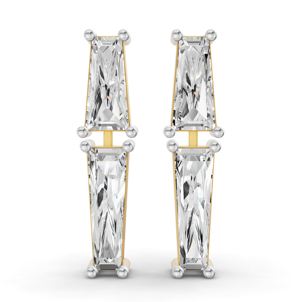 Sparkles 14K Gold in 1.79 Carat Twin Baguette Cascade Diamond Earring