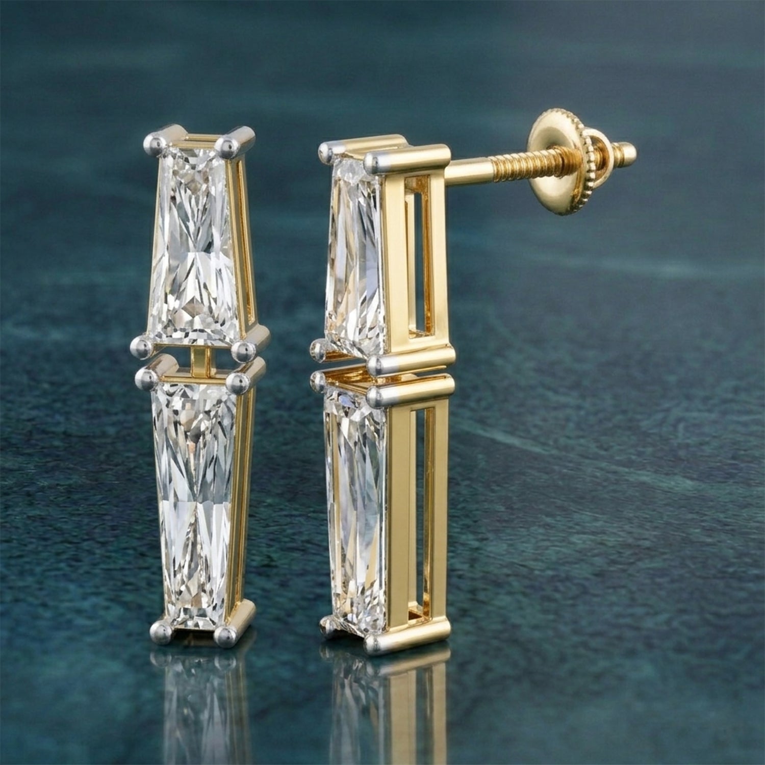Sparkles Twin Baguette Cascade Diamond Earring